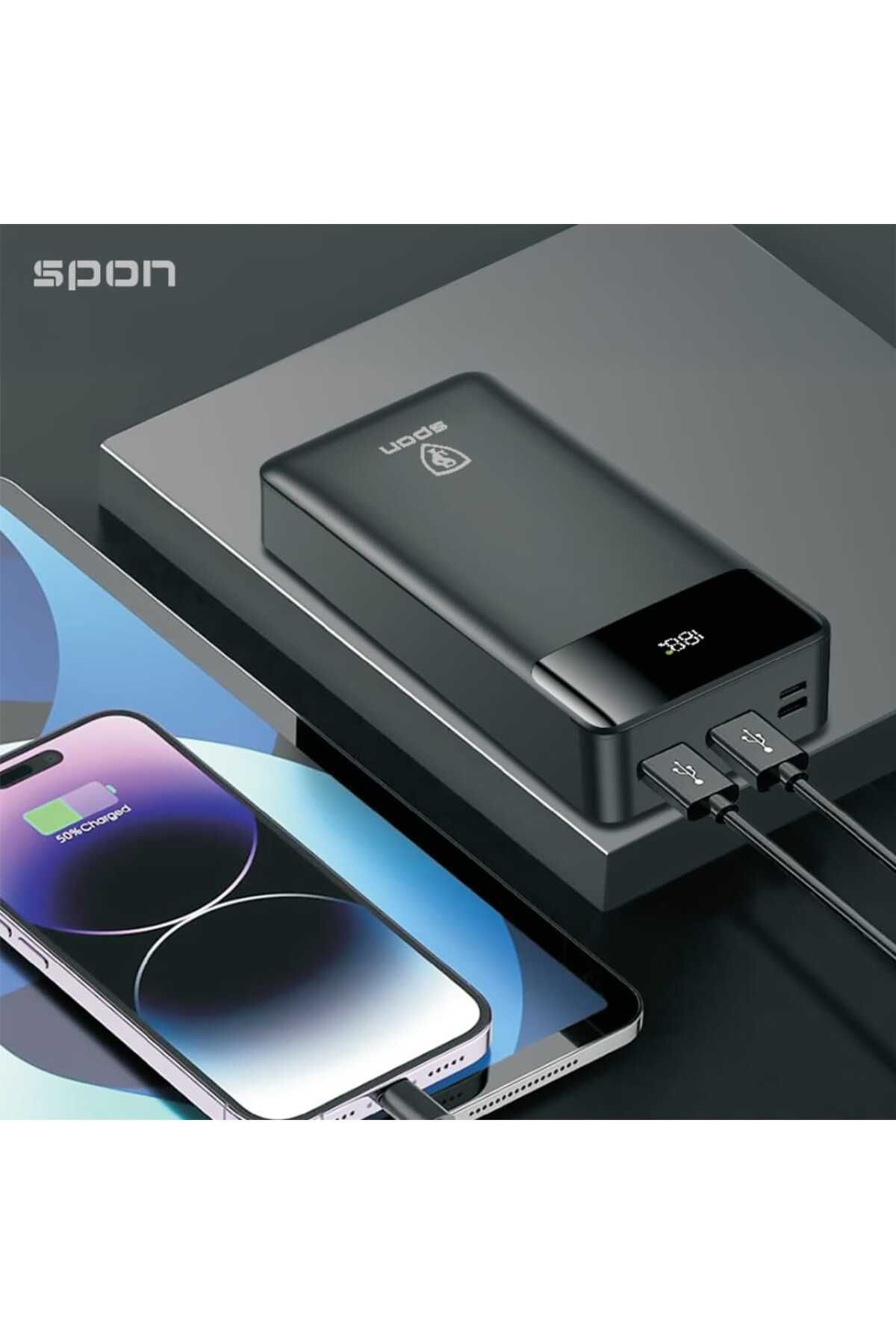 Spon-20000mAh Portable Power Bank with 22.5W LED Display and Fast Charging Compatible with All Devices 2