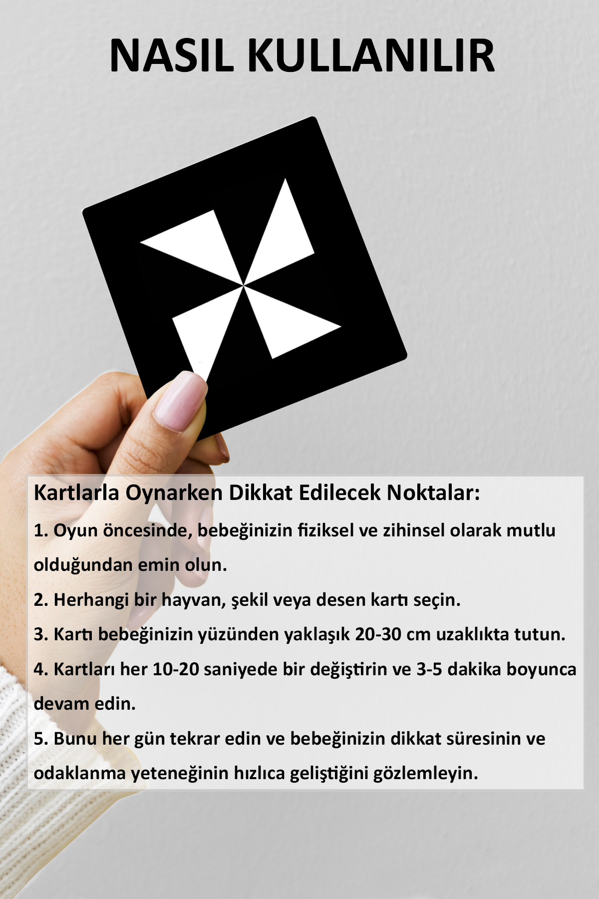 Genel Markalar Siyah Beyaz Bebek Zeka Kartları, Yenidoğan Beyin Gelişimi Eğitici Kart, Hediyelik, 0-3 Ay, 36 Adet fotoğrafı 5 (önizleme)