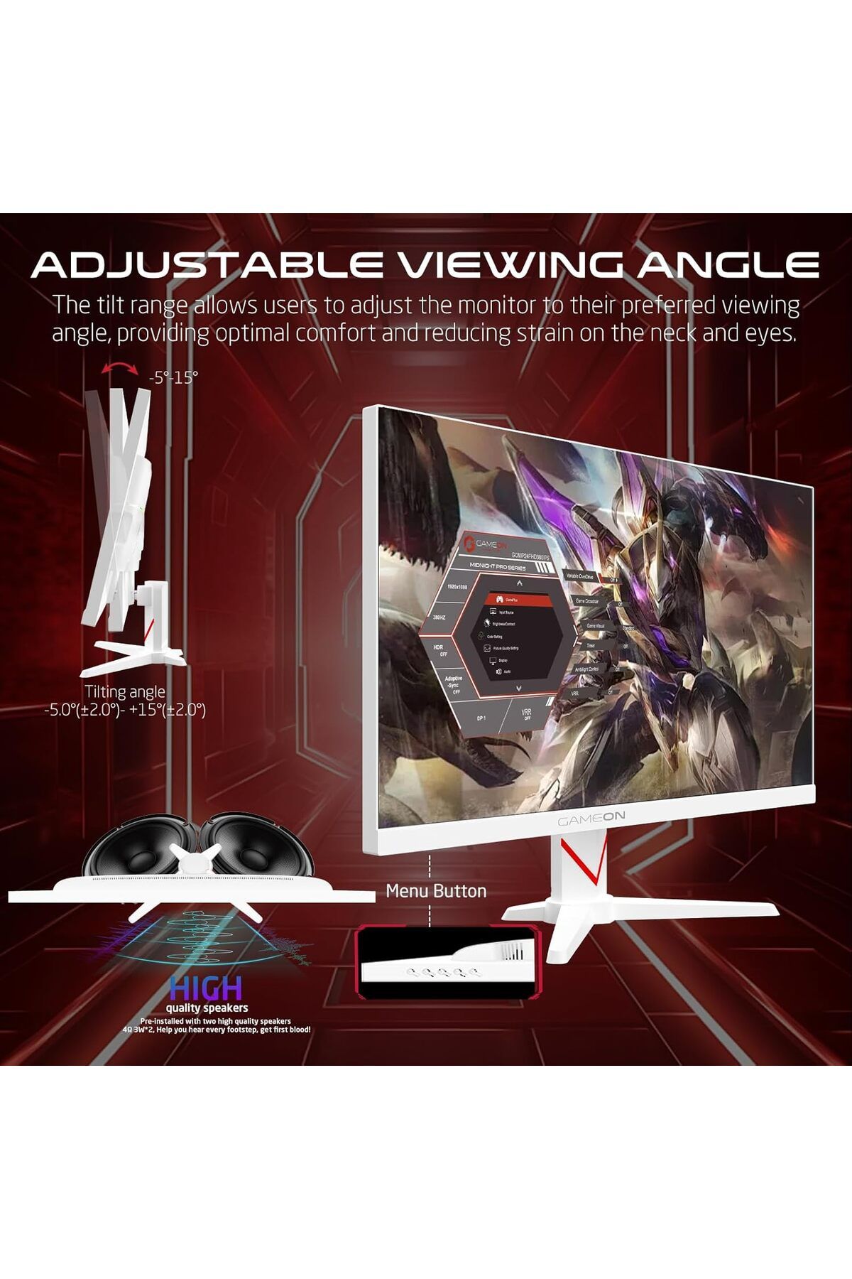 GAMEON-GOAD27QHD180IPS 27” Fast IPS Gaming Monitor, QHD,180Hz, 0.5ms, FreeSync & G-Sync, HDMI 2.1 & DP 1.4 4
