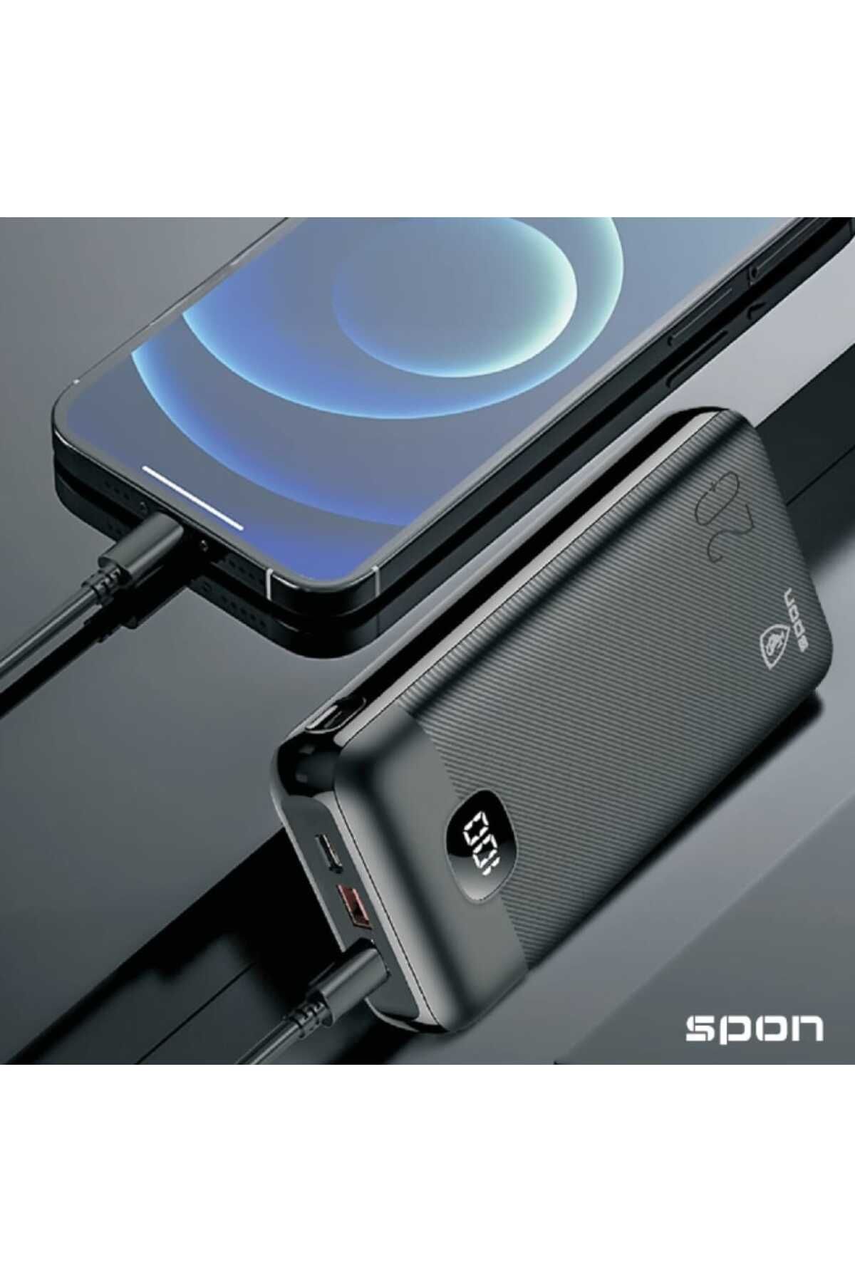 Spon-20000mAh Slim Portable Power Bank with 22.5W LED Display and Fast Charging Compatible with All Devices 2