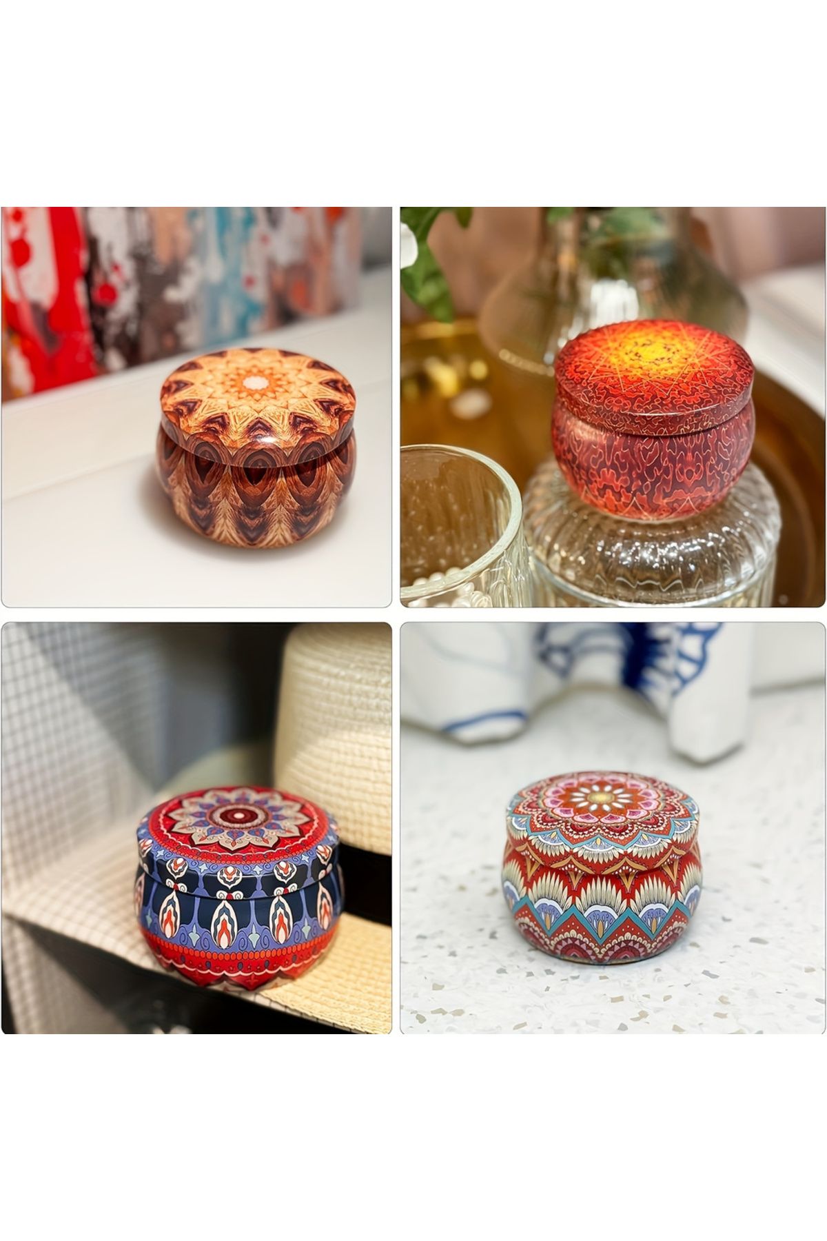 Choice-Multi-Colored 62 Piece Set / Group of 10 Patterned Candle Jars Includes 20 Wicks, 20 Wick Stickers & 4