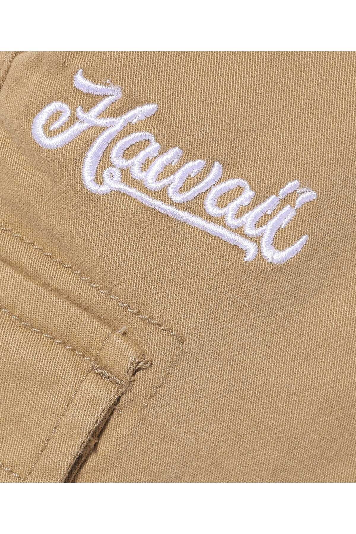 Babyhug-Twill Woven Above Knee Length Text Printed Bermuda With Side Pockets & Stretch - Khaki 3