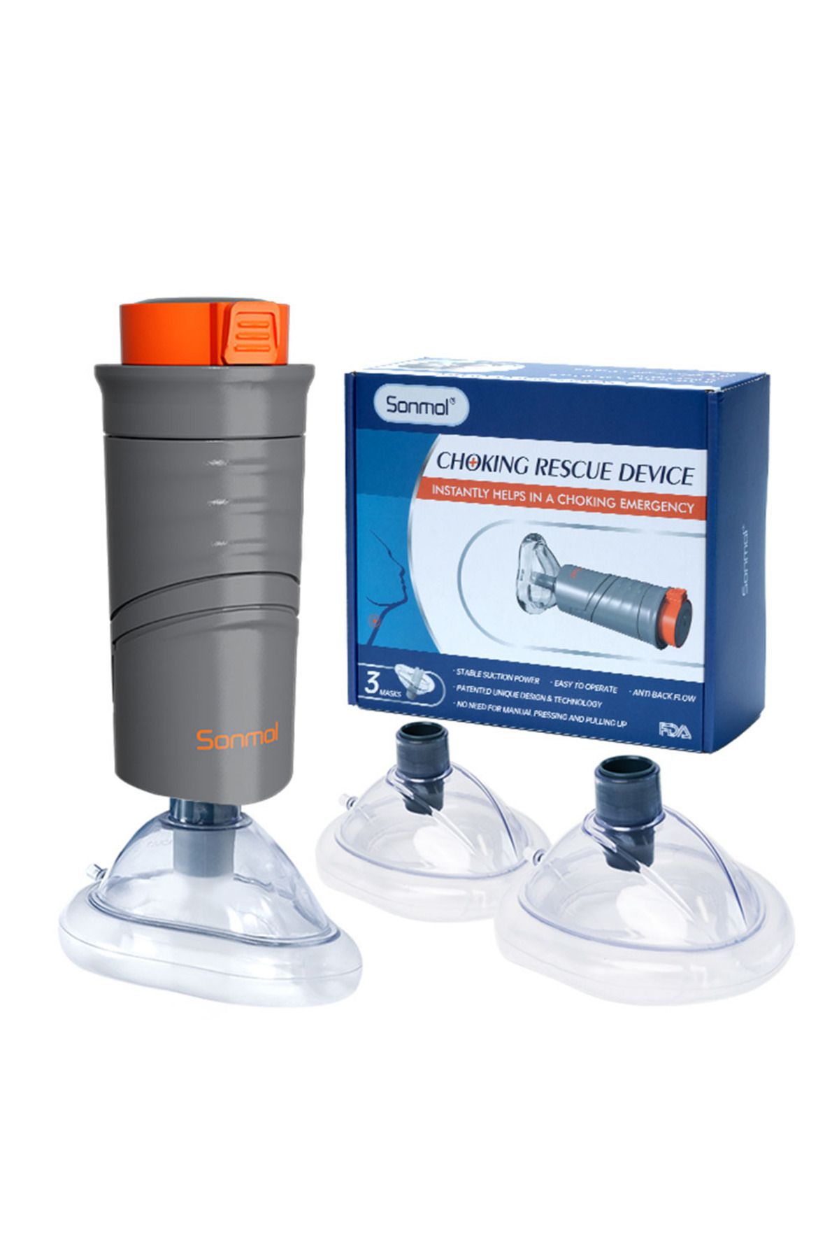 Choice-Grey Portable Anti Choking Device Strong Suction Home Emergency Kit First Aid Airway Assist Device H 1