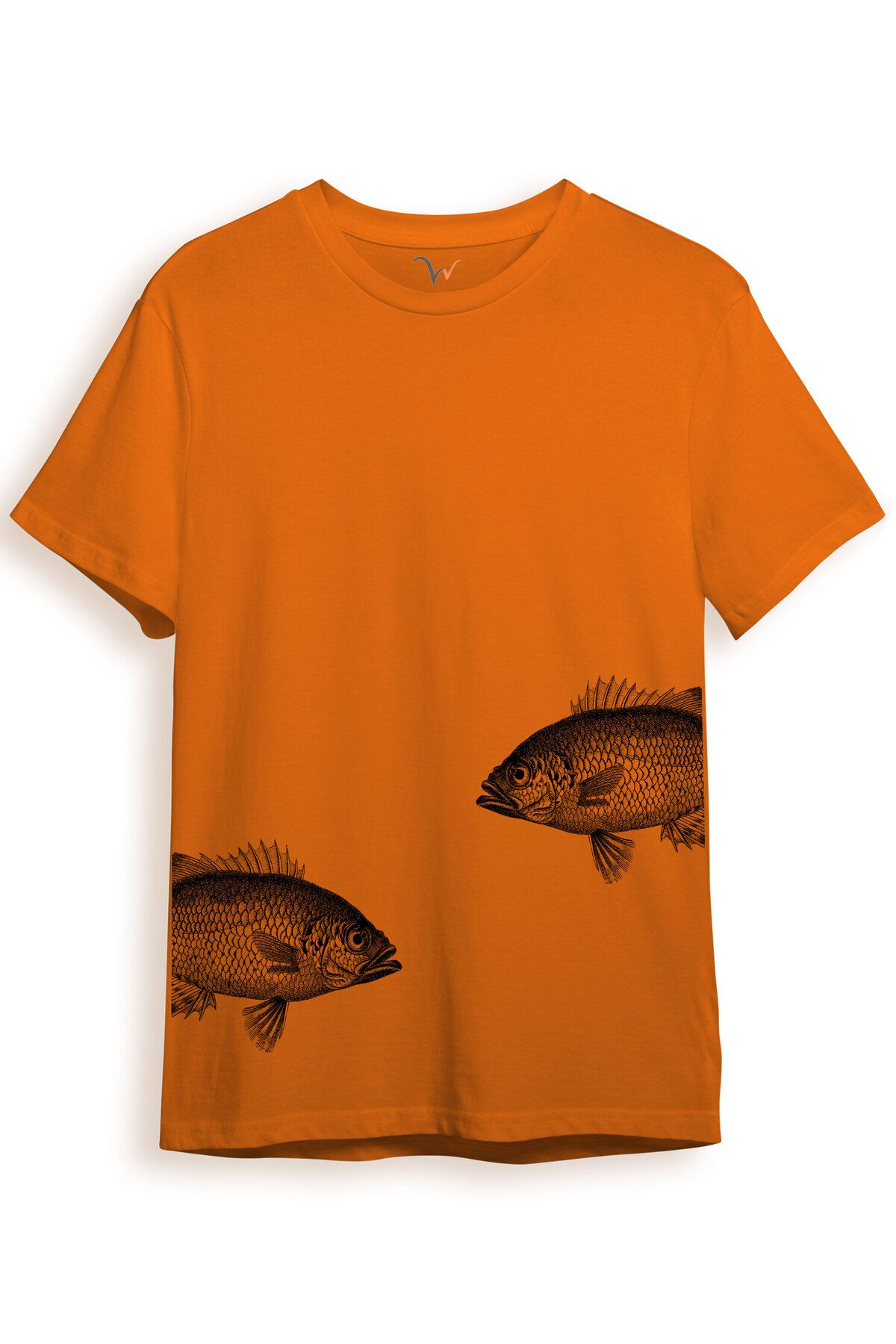 WİDİ-Artistic Fish Pattern Simple and Modern Design Digital Printed 100% Cotton Regular Fit Unisex T-Shirt 1