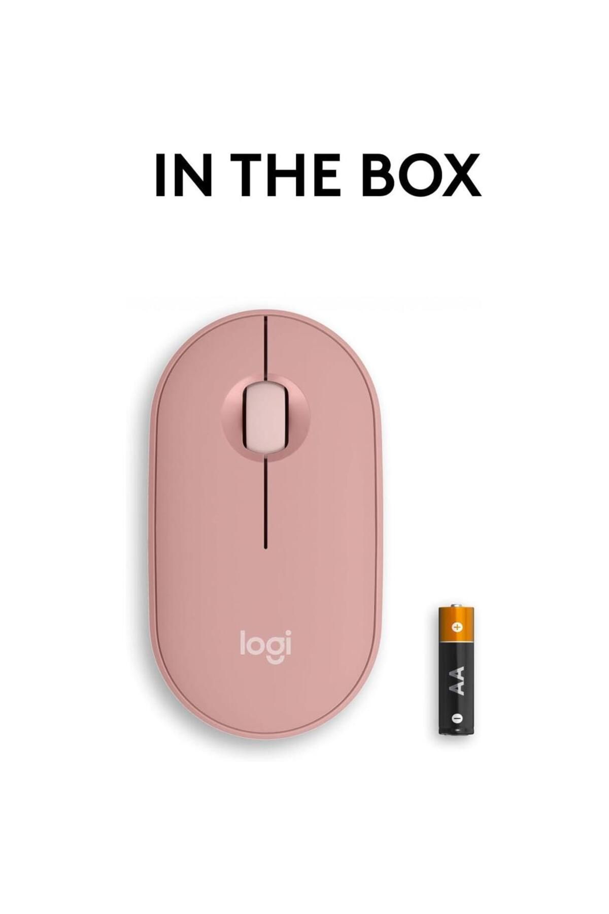 logitech-ماوس Pebble Mouse 2 M350s رفيع لاسلكي يعمل بتقنية البلوتوث باللون الوردي 3
