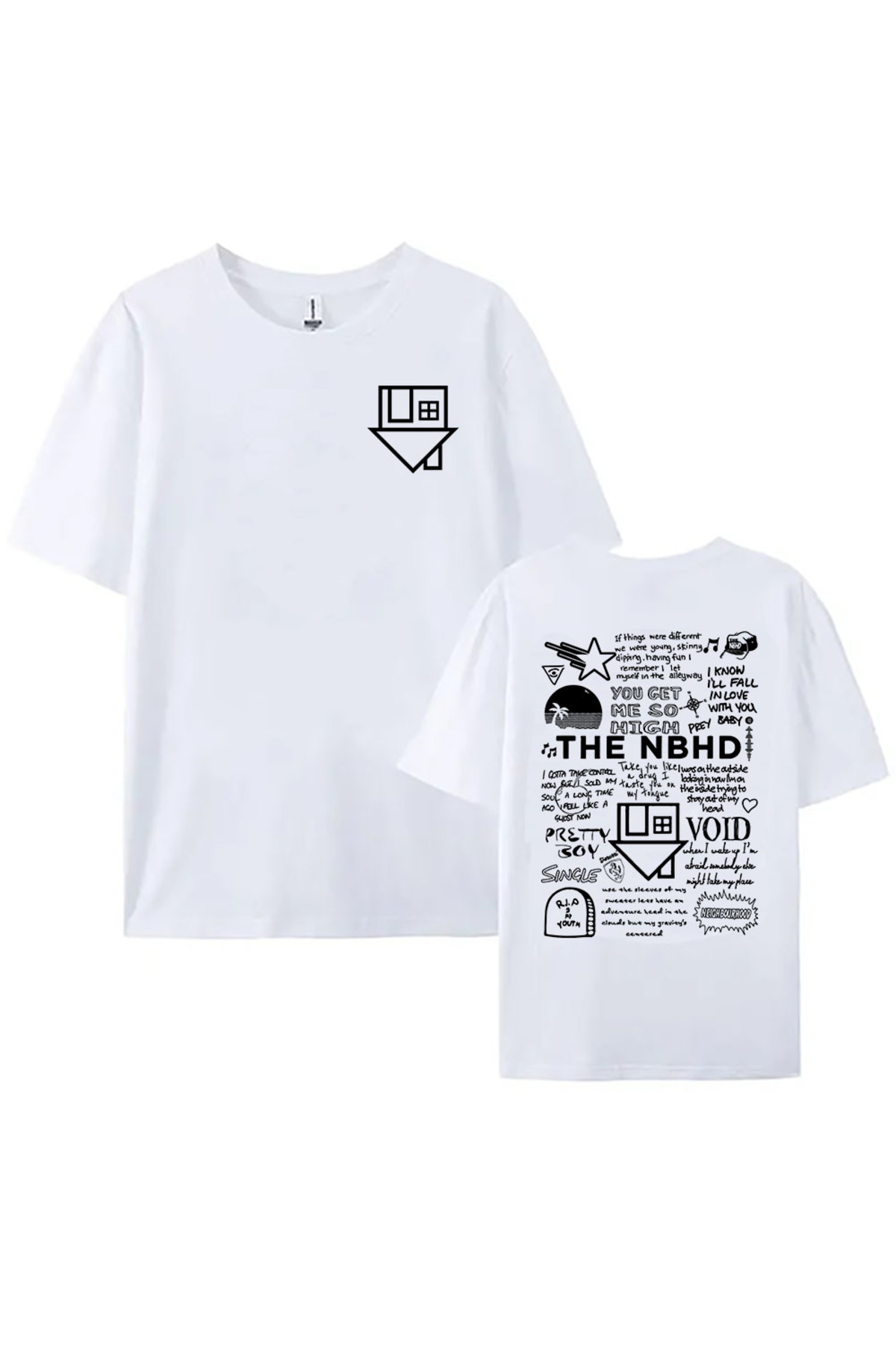 White Neighborhood NBHD Band printed li /Men's Ropa Mujer Raha