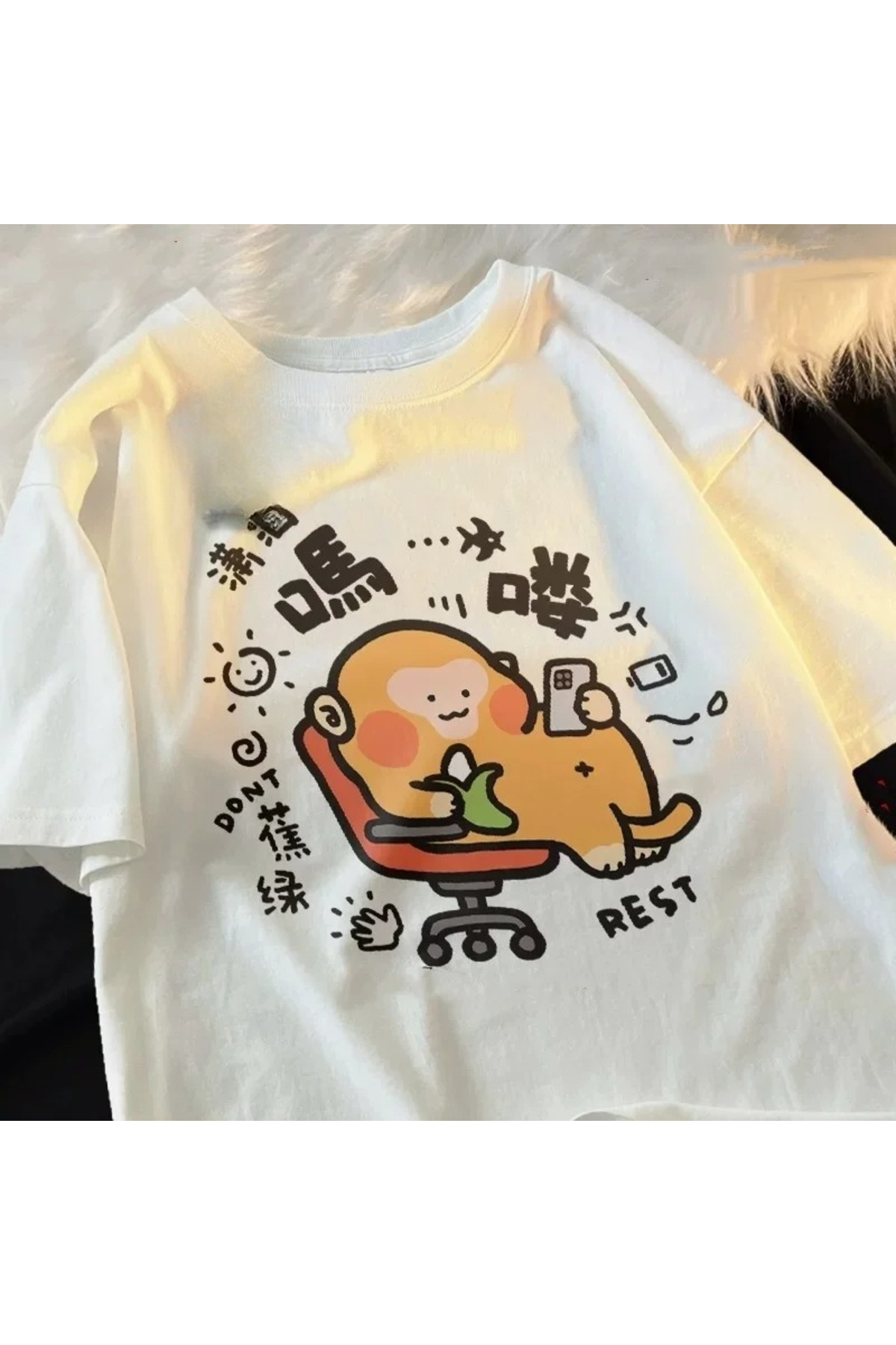 White new frog evolution print japanese Retro streetwear summer tee vintage