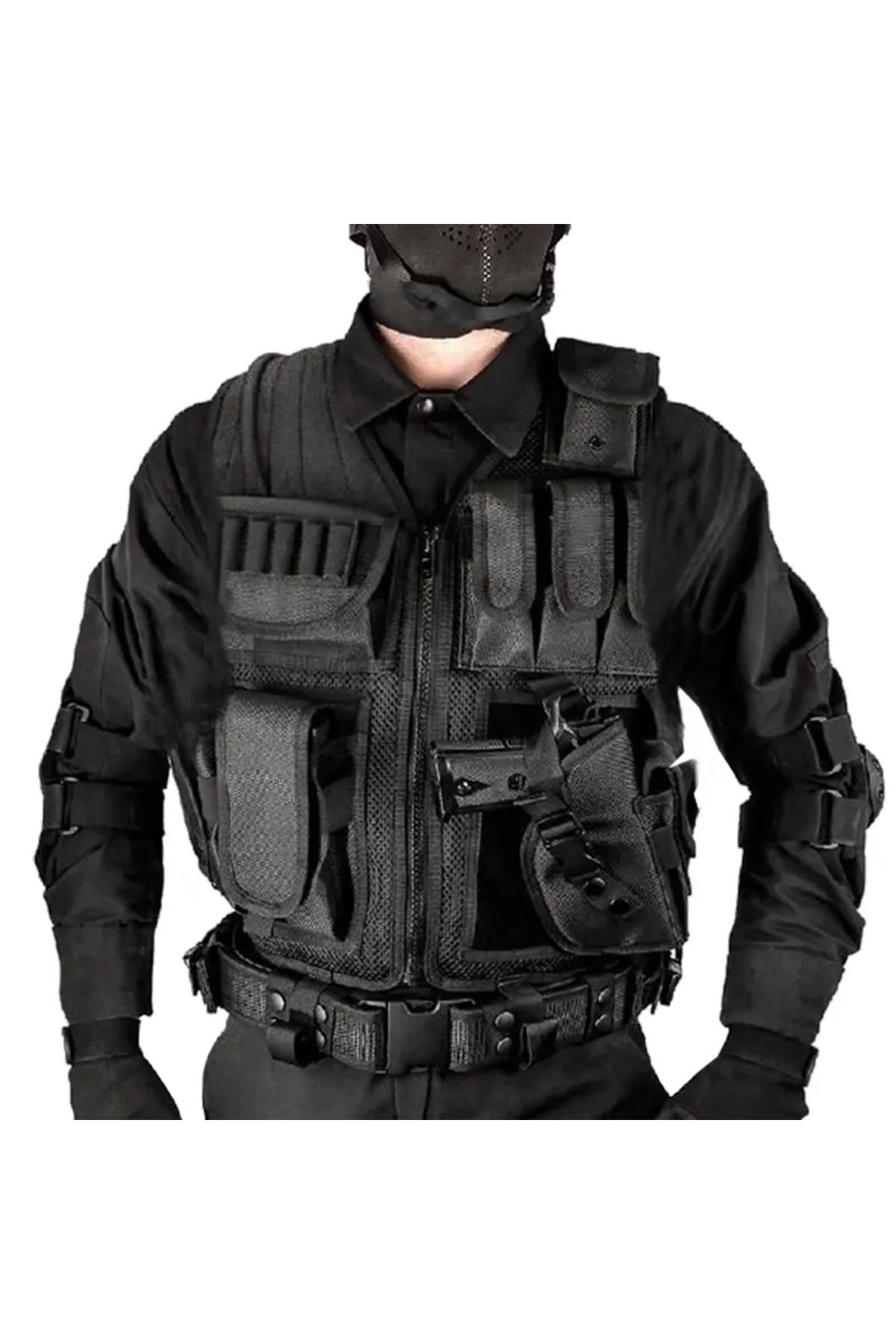 Hipolar-Tactical Vest, Adjustable to All Sizes, Multifunctional, Security Guard Agents, Black 7