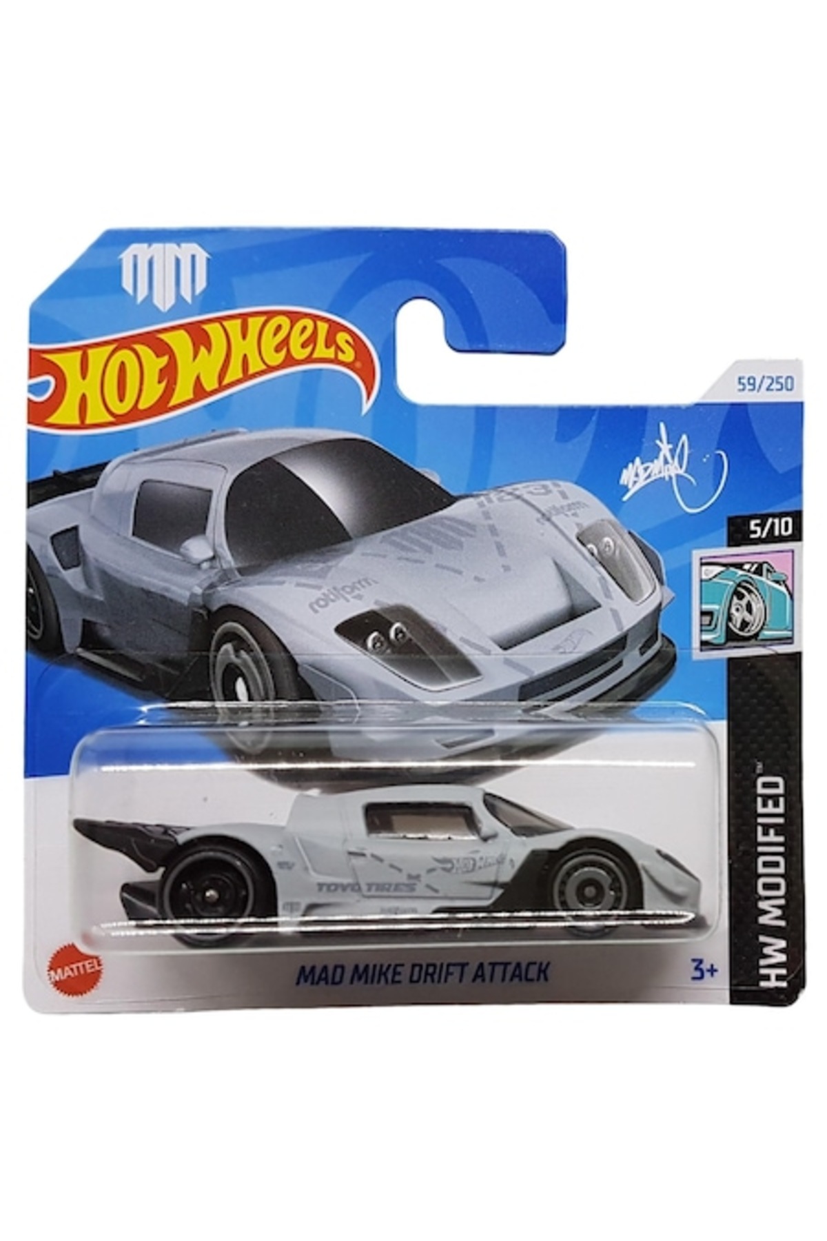 Masinuta metalica Hot Wheels, Mad Mike Drift Attack, Colectia 2024, 1:64, Gri