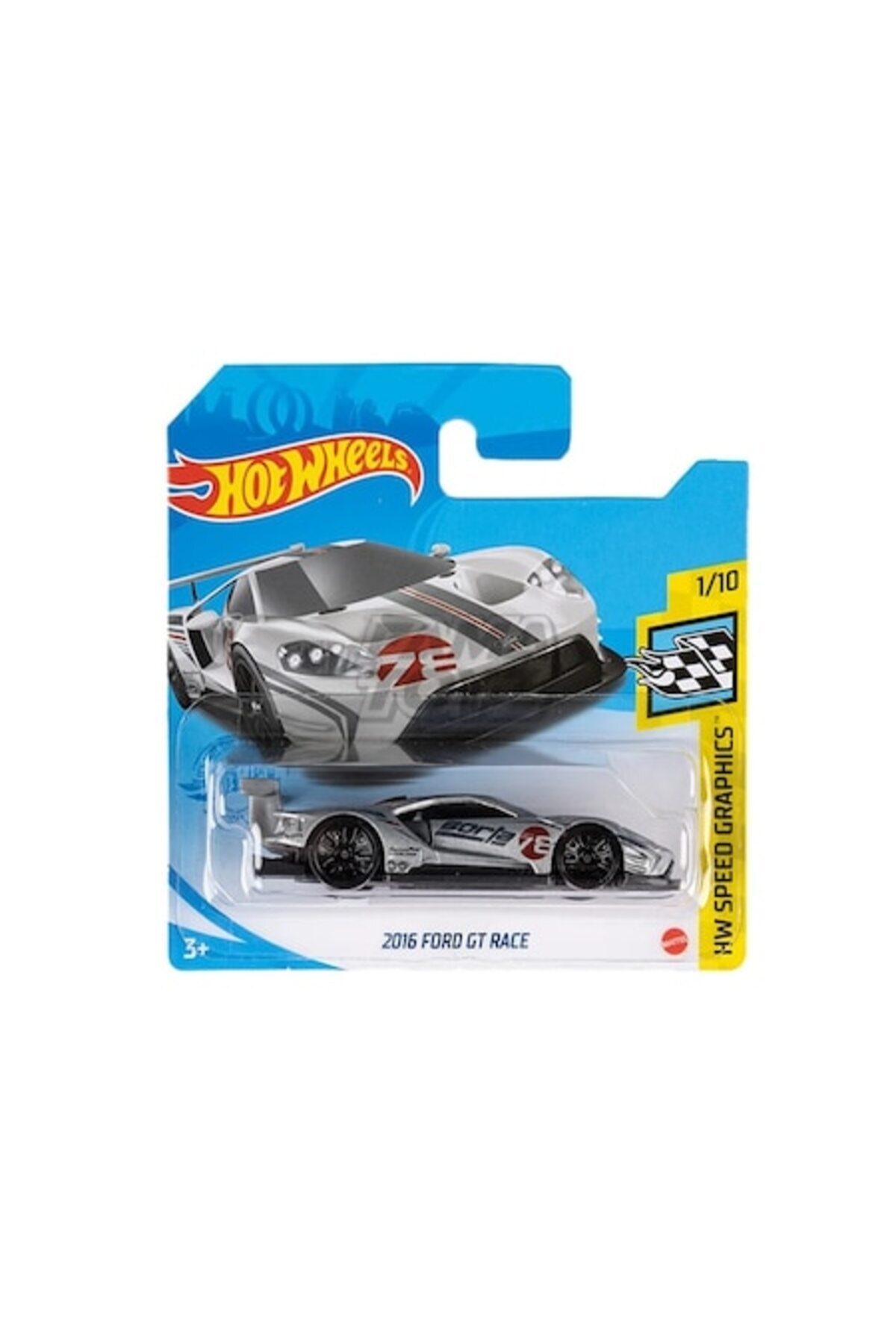 Masinuta Metalica Hot Wheels, 2016 Ford GT Race, Gri, 1:64
