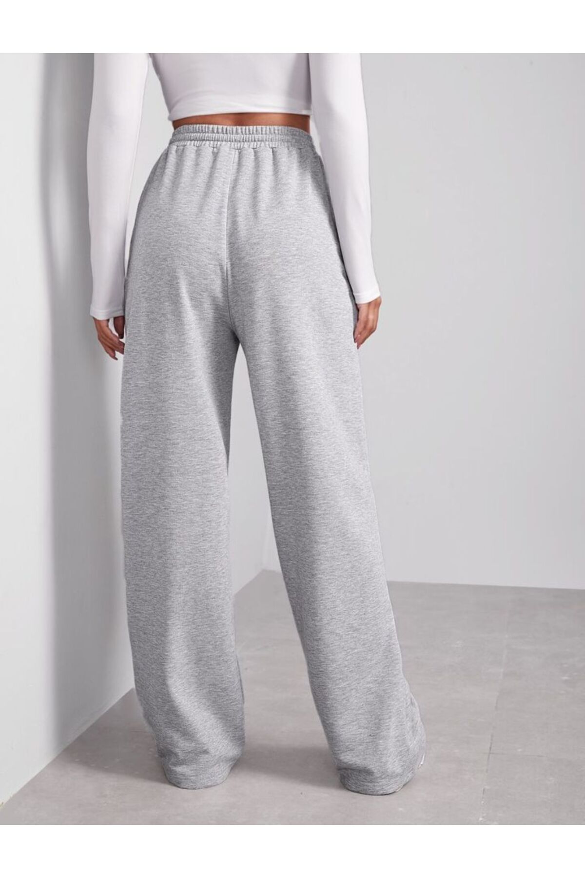 Le Vion  Kadın Kışlık Kalın İçi Yünlü Oversize Bol Paça Pantolon Eşofman Altı - Görsel 5