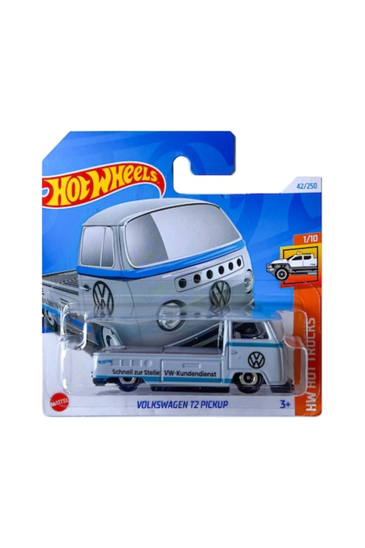 Masinuta Hot Wheels, Volkswagen T2 Pickup, Gri si Albastru, 1:64