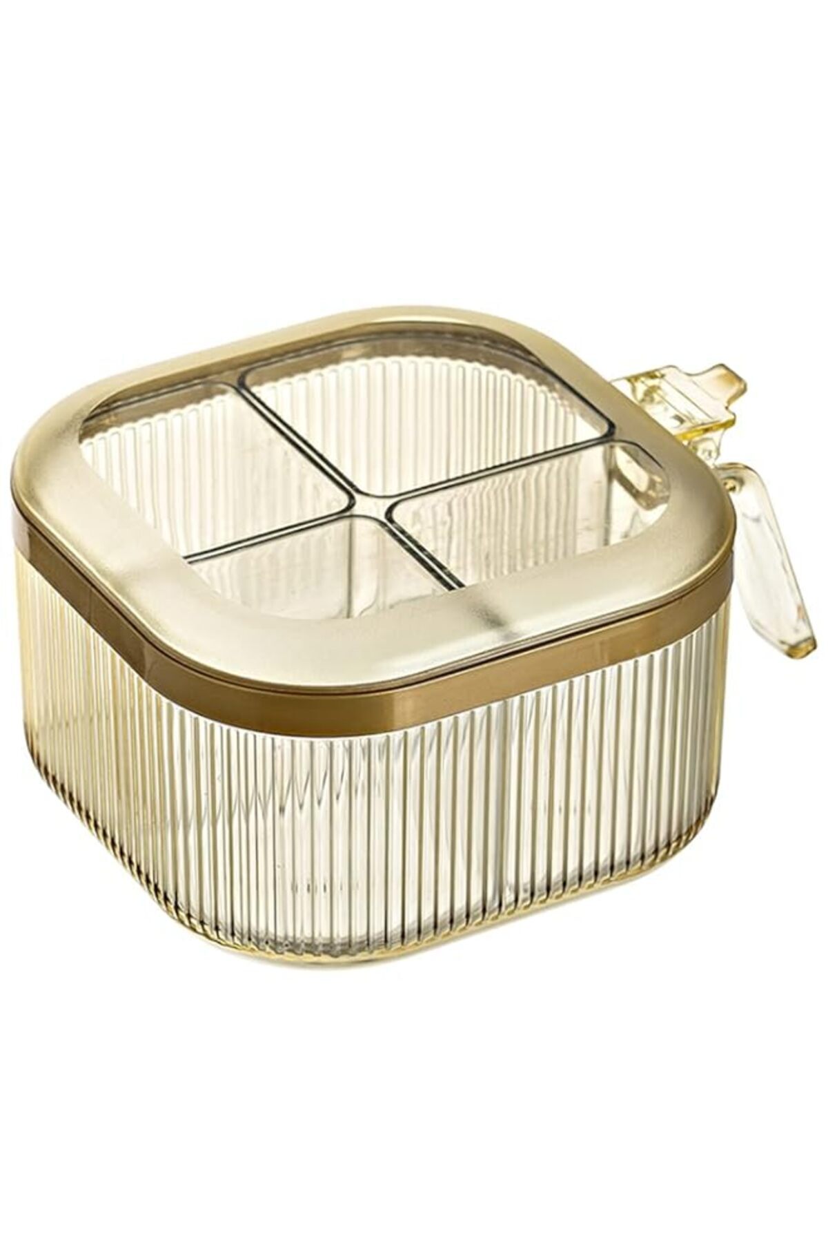 Generic-KASTWAVE 4 Compartment Seasoning Box Set with Lid, Clear Condiment Jars and Serving Spoons - Kitche 1