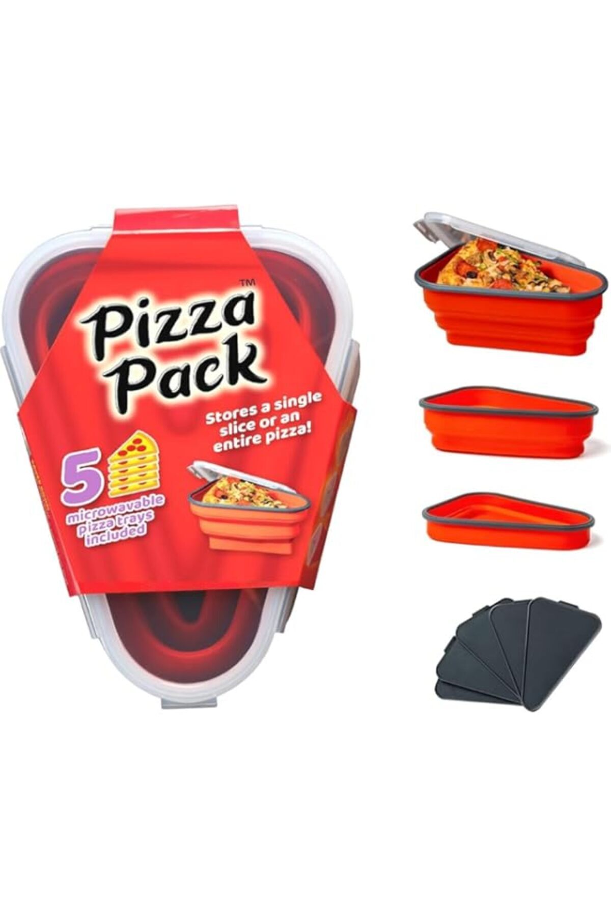 Generic-AMERTEER Pizza Pack | Microwavable Pizza Storage Container Set for Leftovers | Includes 5 Stackable 1
