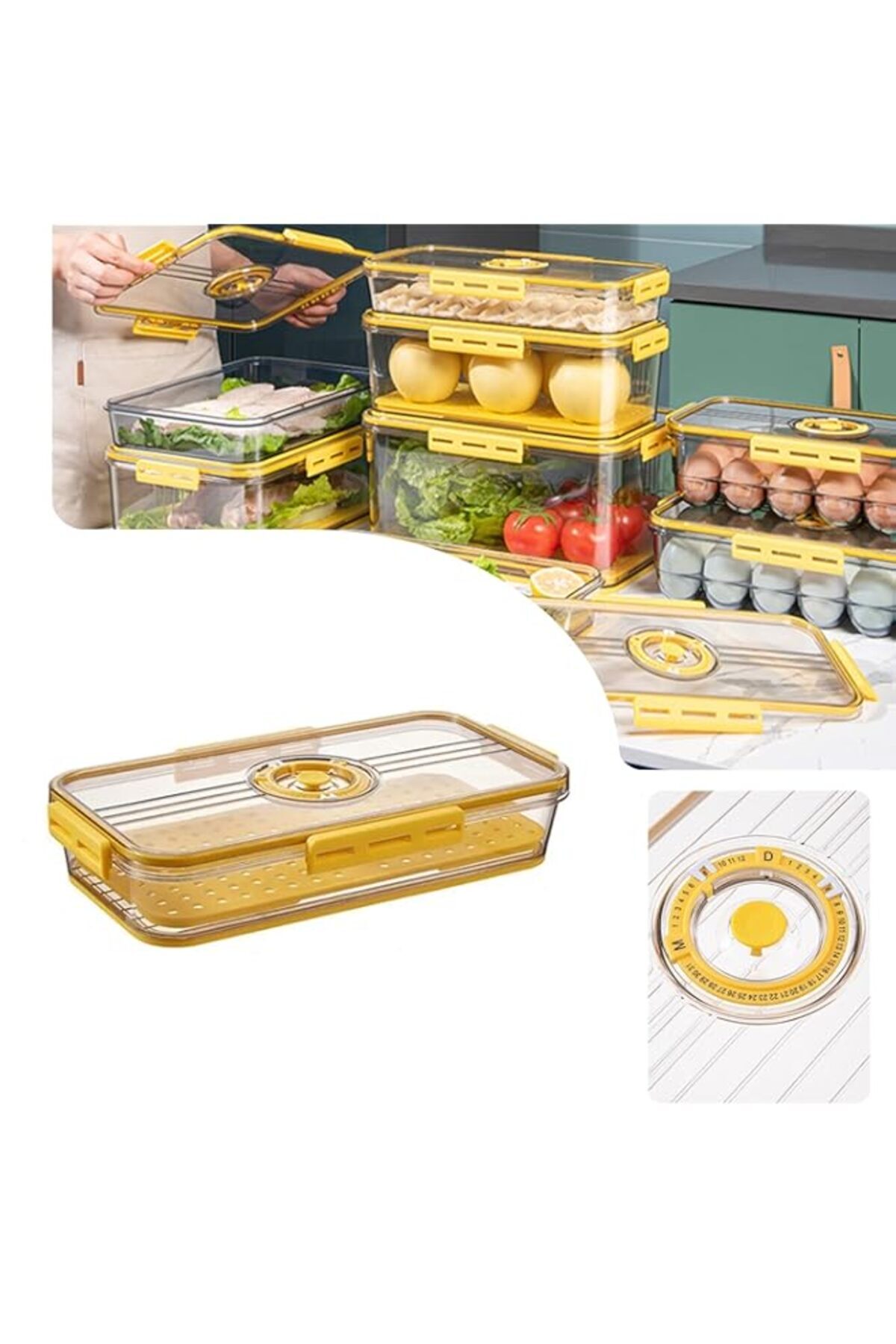 Generic-GoodsTJ Food Dumpling Storage Container with Date Display Labels Airtight Refrigerator Organizer fo 1