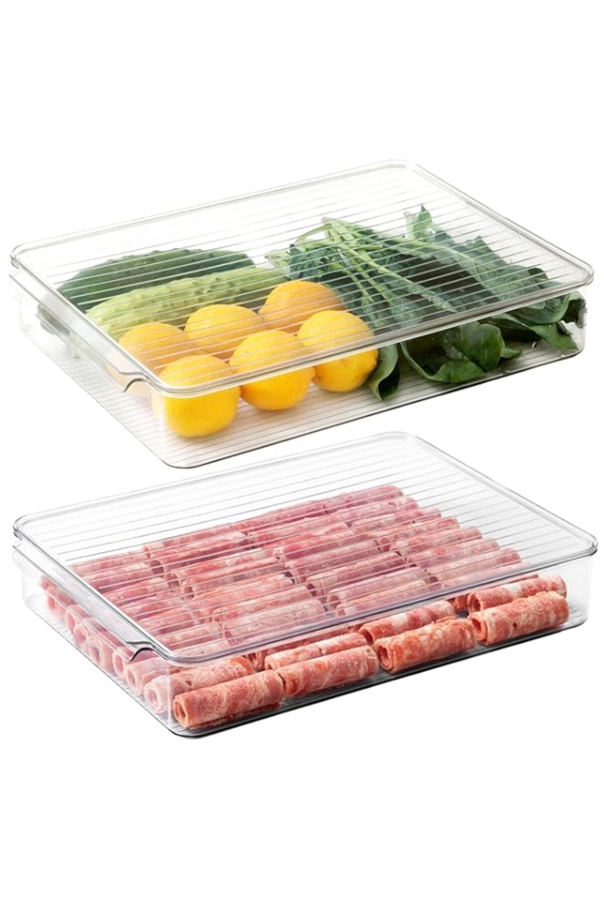 Generic-NALACAL 2 Pack Stackable Deli Meat and Bacon Storage Containers with Lids - Ideal for Fridge- Versa 1