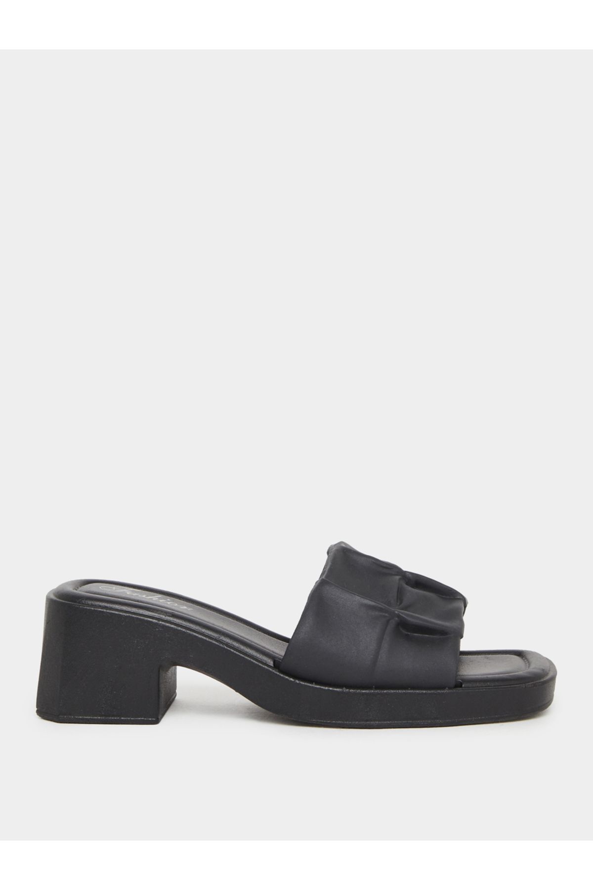 Take Two By Styli-Textured Strap Block Heel Slip On Sandals 1