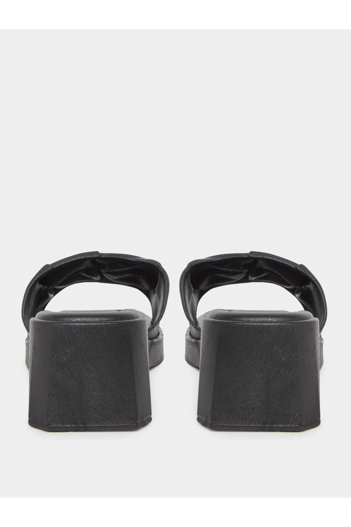 Take Two By Styli-Textured Strap Block Heel Slip On Sandals 4