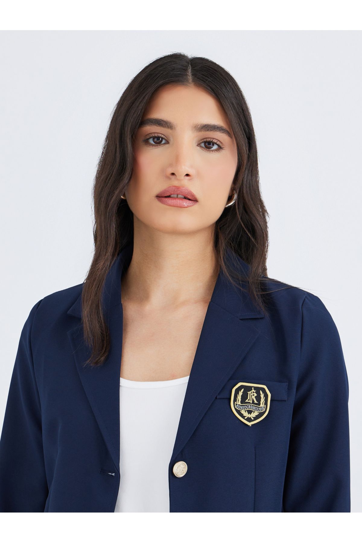 Styli-Patchwork Detail Notch Lapel Regular Fit Blazer 3
