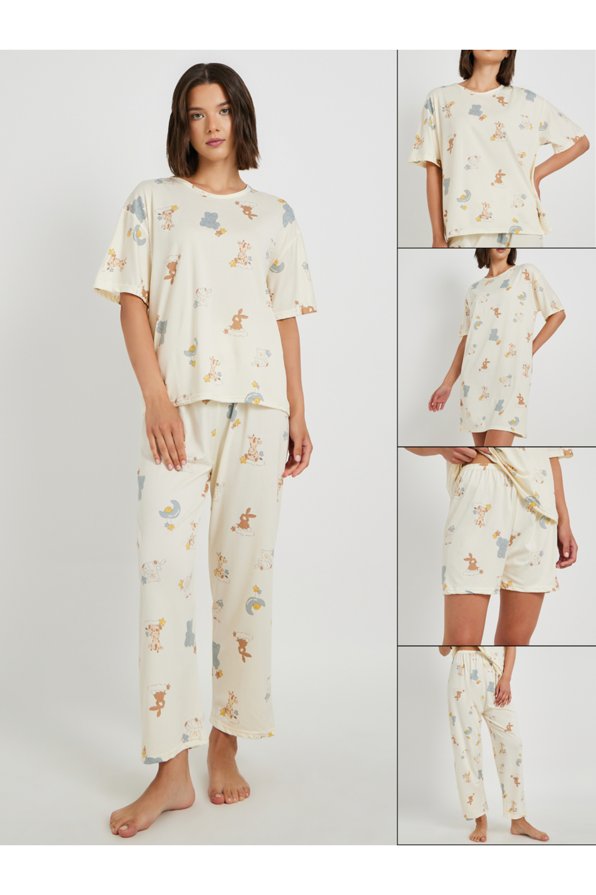 Styli Set of 4 - Printed T-Shirt and Shorts with Nightdress and Pants