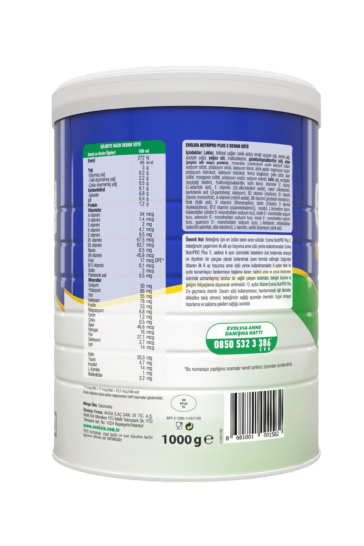 Evolvia NutriPRO Plus 2 Devam Sütü 1000 gr x 2 Adet fotoğrafı 6 (önizleme)