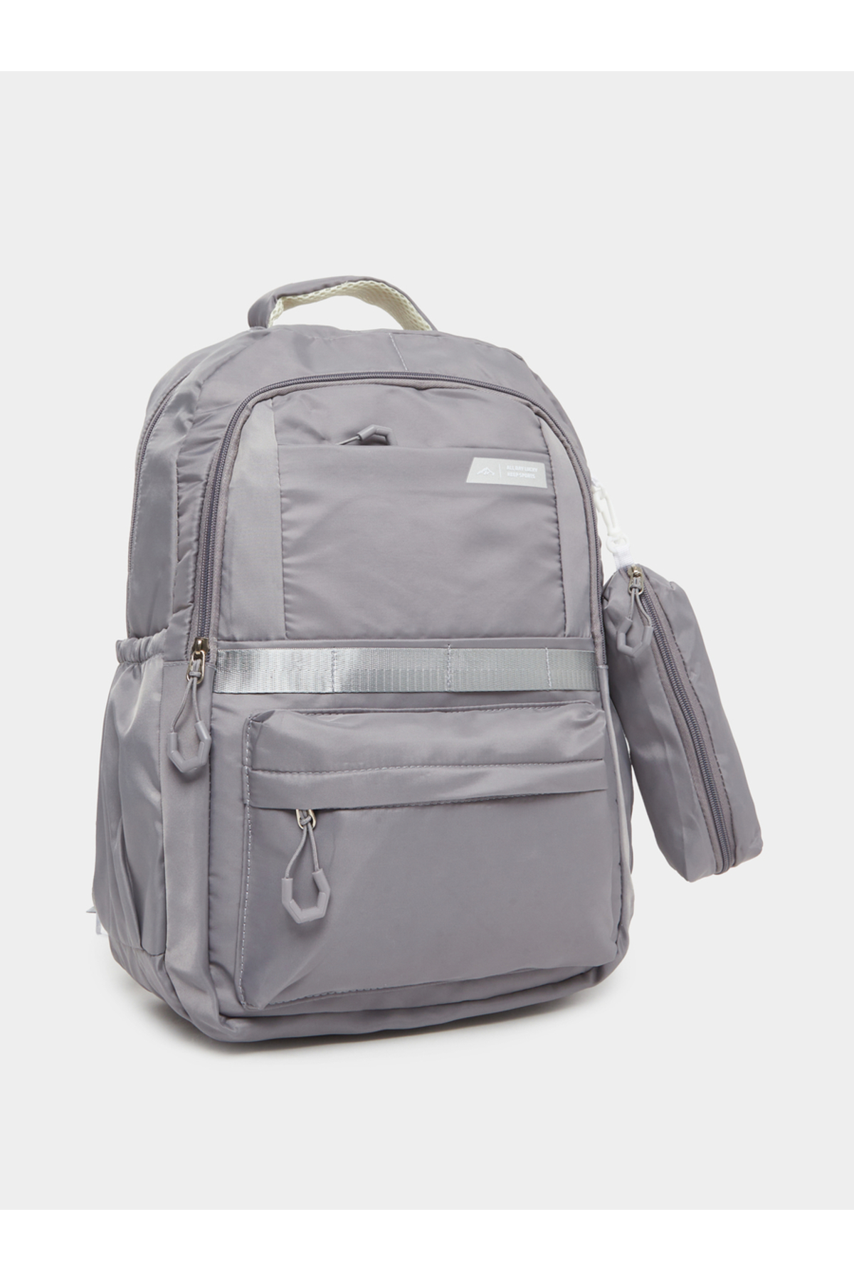 Styli Women Grey Zip Pocket Backpack with Pouch