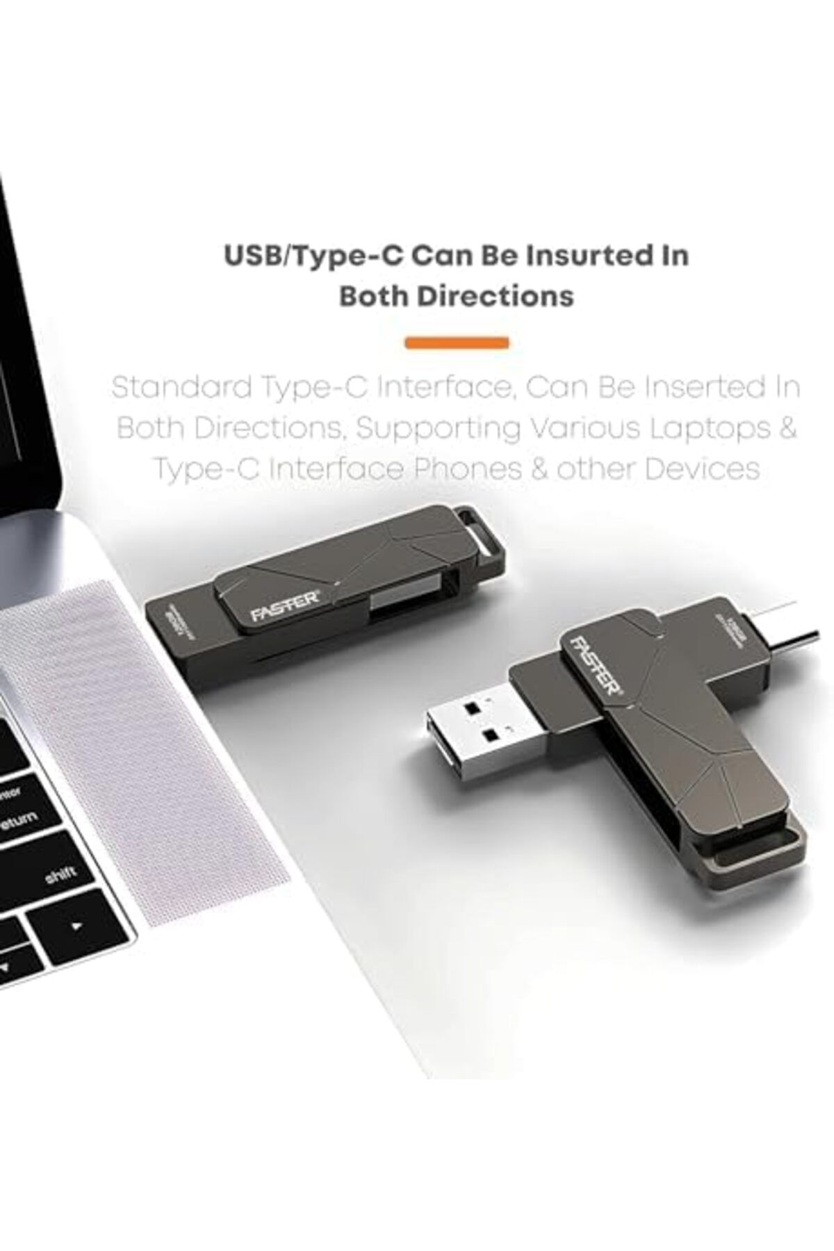Faster-128GB USB-C Flash Drive, USB 3.1 OTG Memory Stick, Dual-Port USB-A & USB-C, High-Speed Transf 6