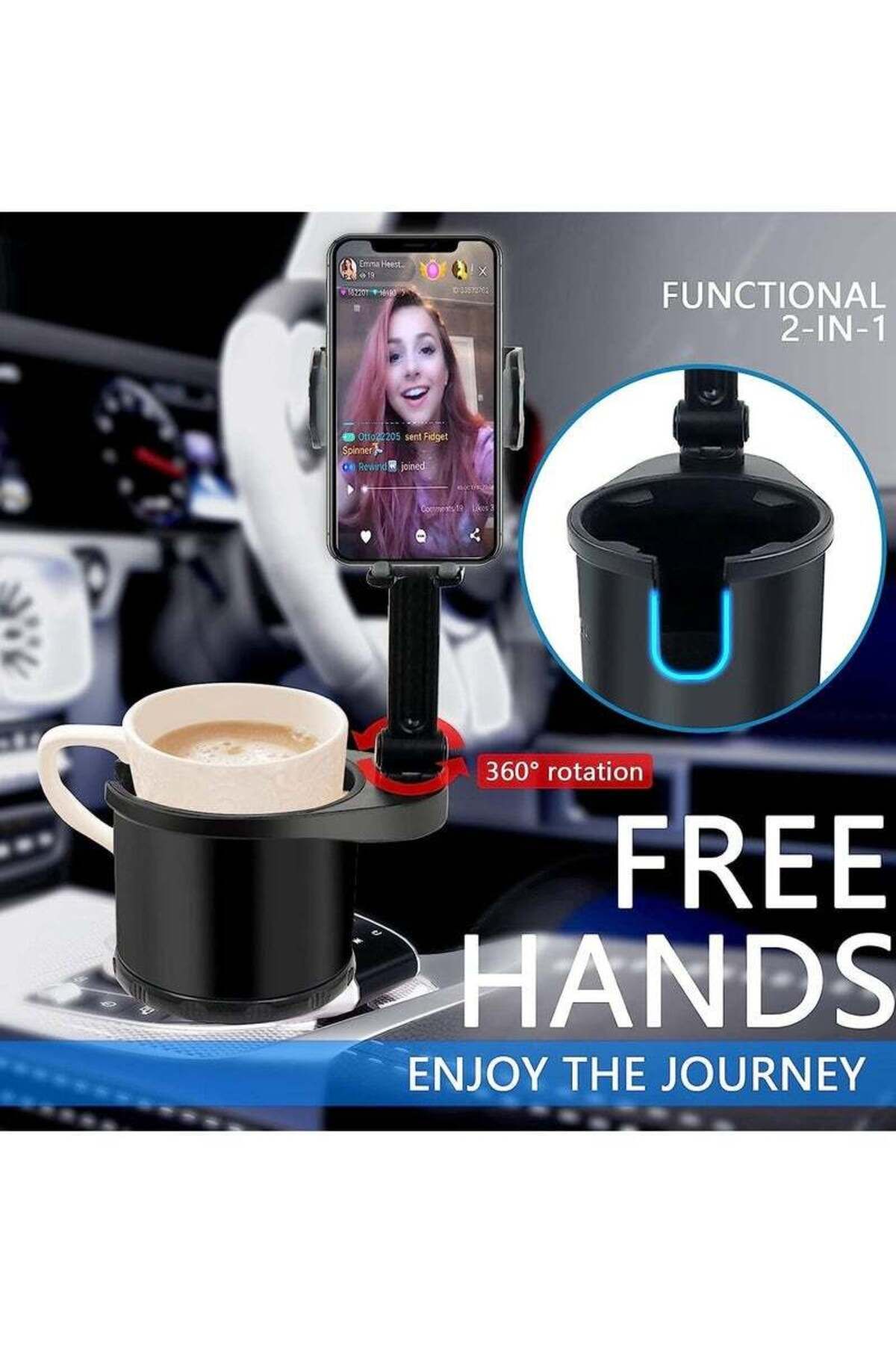 COOYA-2-in-1 Universal Car Cup Holder,Adjustable Base ,360° Rotating,Secure Grip 3
