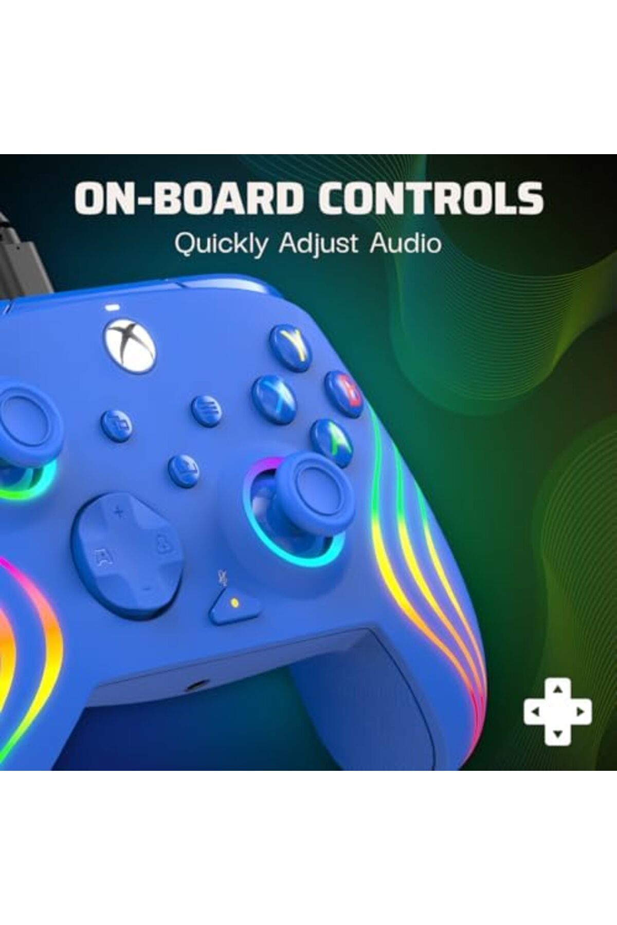 Pdp-Xbox Series X|S & PC Blue Afterglow Wave Wired Controller 4