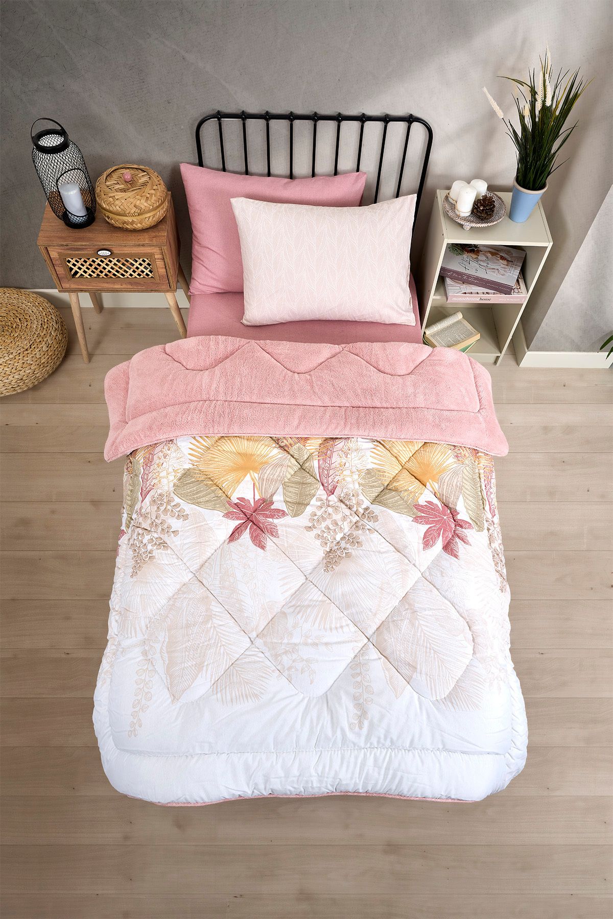 Sudemhome-Single Welsoft Sleeping Set Double Sided Wellsoft Fluffy Fleece Quilt and 100X200 Elastic Sheet 1