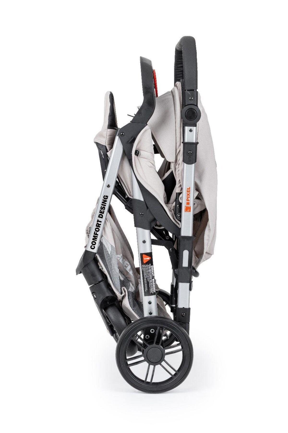 QUARD Pixel Çift Yönlü Tam Yatak Olabilen Bebek Arabası ( Kışlık Ayak Örtüsü Ve Yağmurluk Hediyeli) fotoğrafı 5 (önizleme)