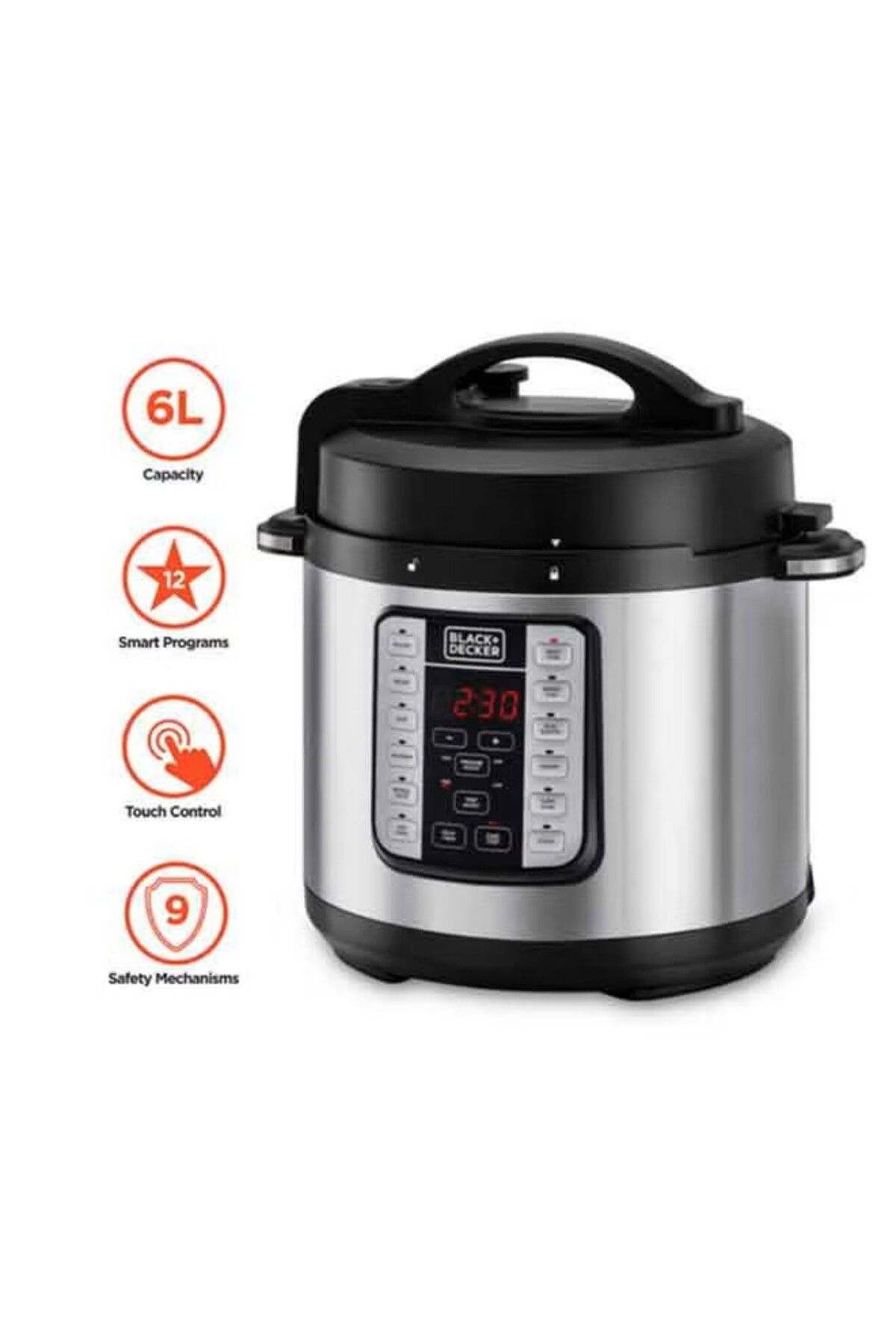Black&Decker-BLACK+DECKER EZ Smart Steam Pot, Multi-Cooker, 7-in-1 Programmable Electric Pressure Cooker, Digital 5