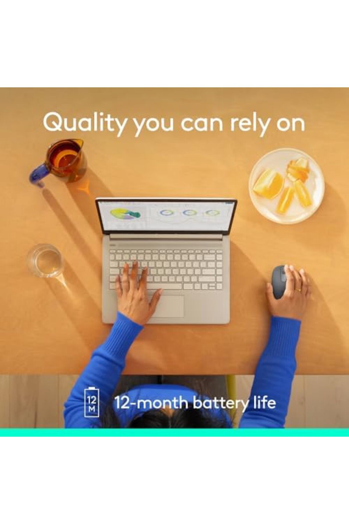 logitech-ماوس لاسلكي M196 بتقنية البلوتوث، ماوس صغير الحجم وقابل للحمل لأجهزة الكمبيوتر المحمولة والأجهزة اللوحية والمزيد، 12 7