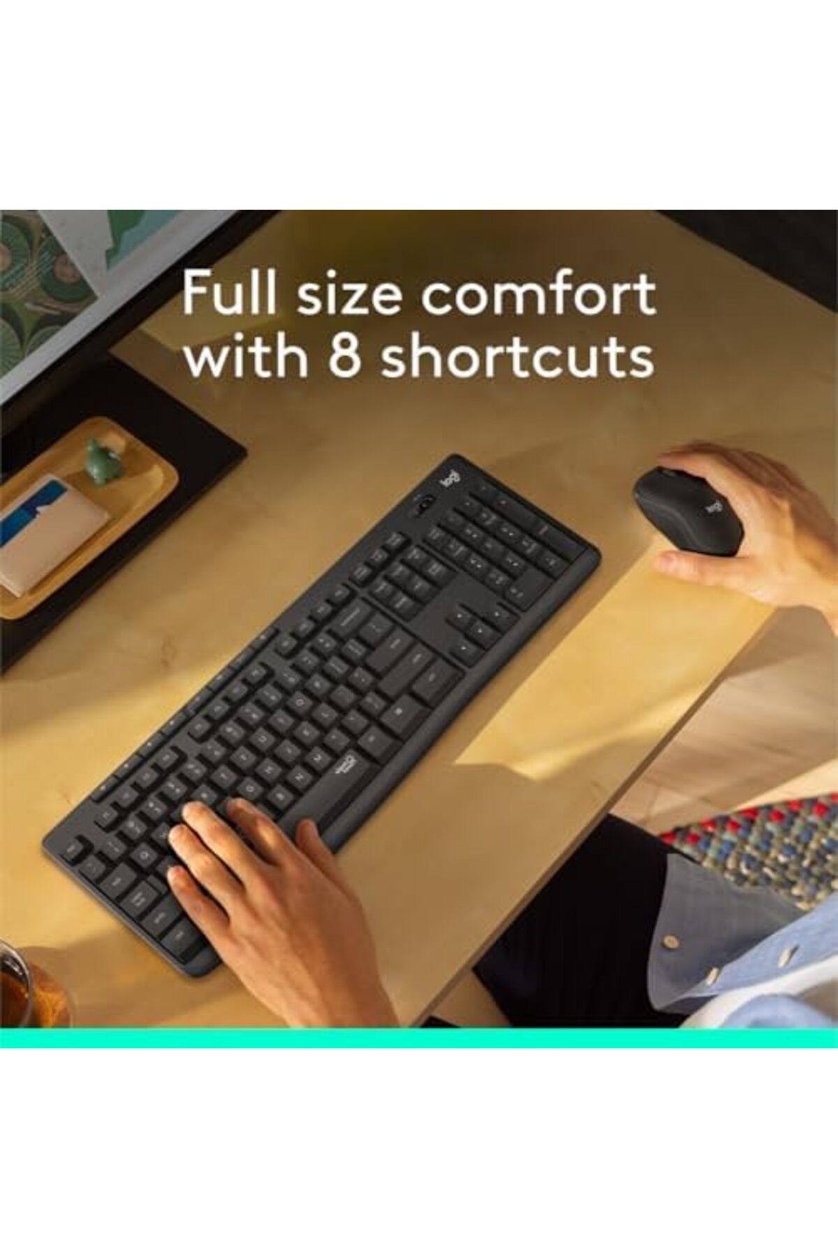 logitech-مجموعة لوحة المفاتيح والماوس اللاسلكيين MK295 الصامتين بتقنية SilentTouch 3