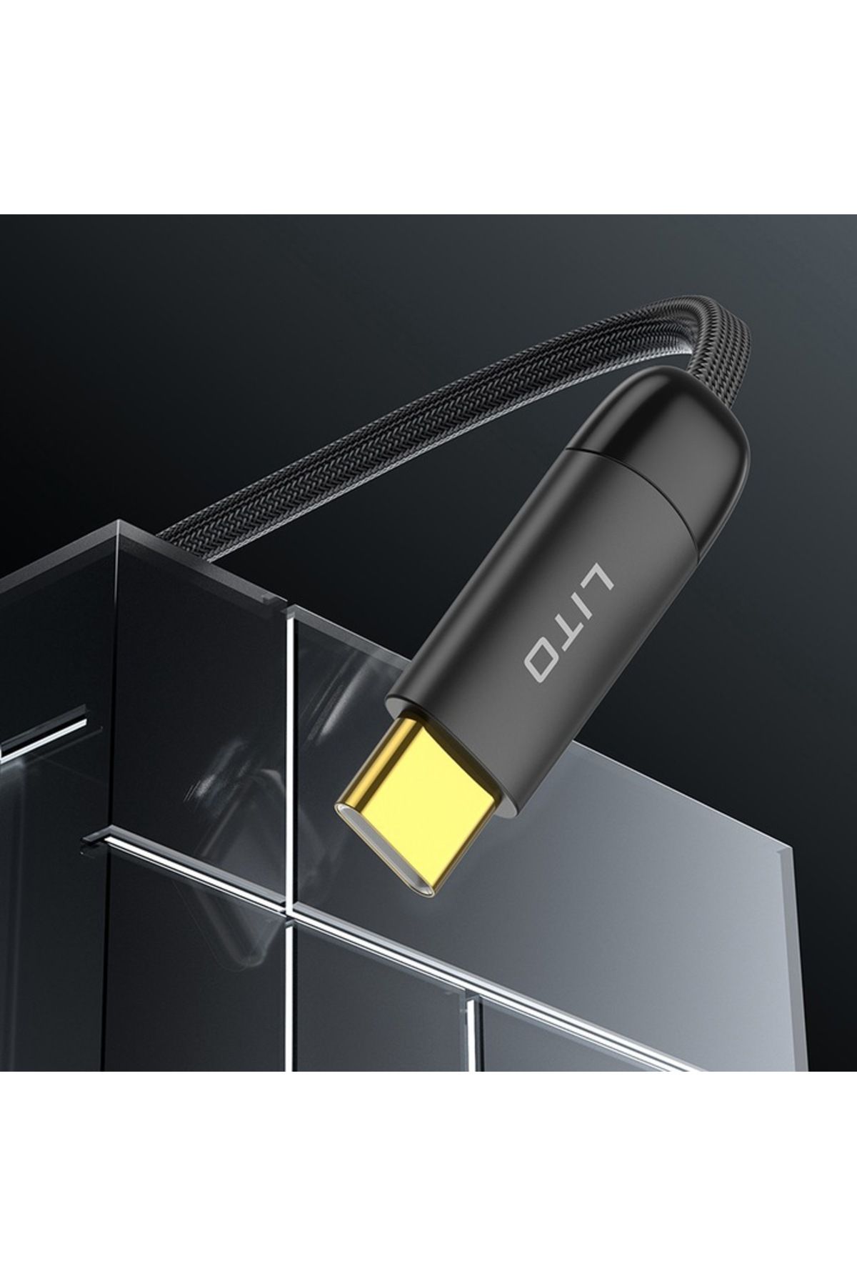 Royal-Cablu de date USB Tip-C 1m Lito LD11 M63 Nylon Negru 3