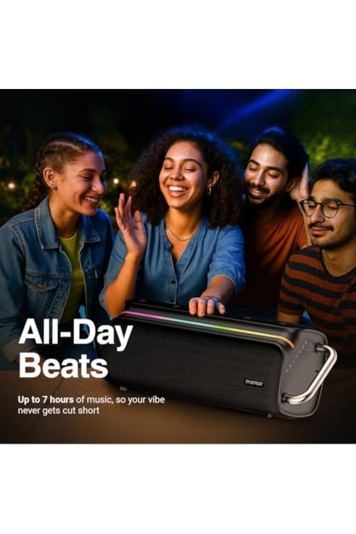 Faster-X400 Wireless Speaker 110W, Portable Bluetooth Party Speaker with Wireless Mic, Bluetooth 5.3 4