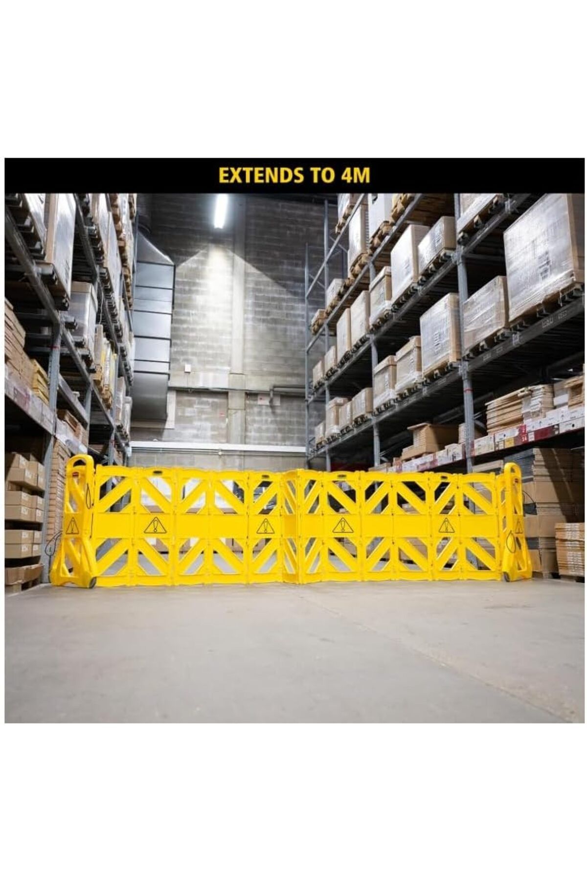 Generic-Expandable Safety Barrier, Portable Yellow Warning Barricade, Folding Crowd Control Gate with Warnin 4