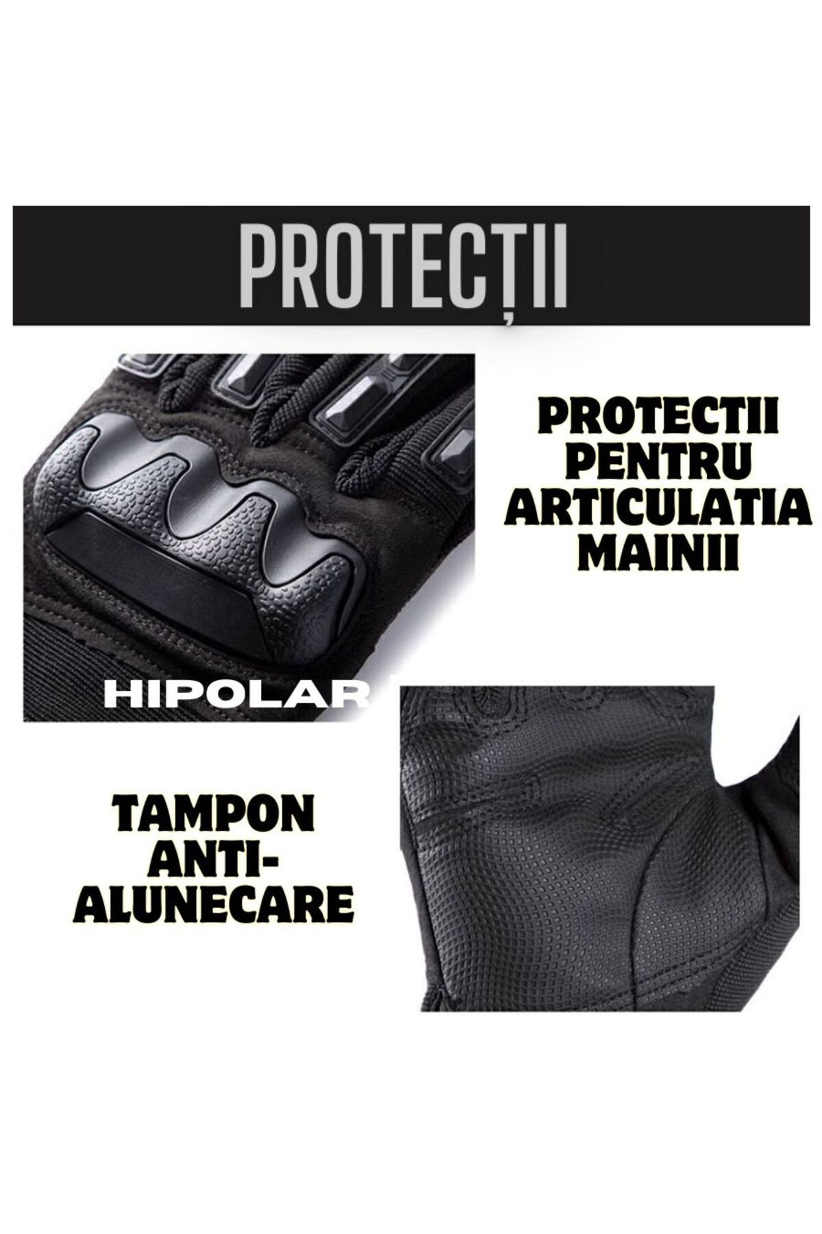 Hipolar-Tactical Gloves, with Protective Armor, Sizes M-L-XL, Airsoft, Moto, ATV, Security Agents 3