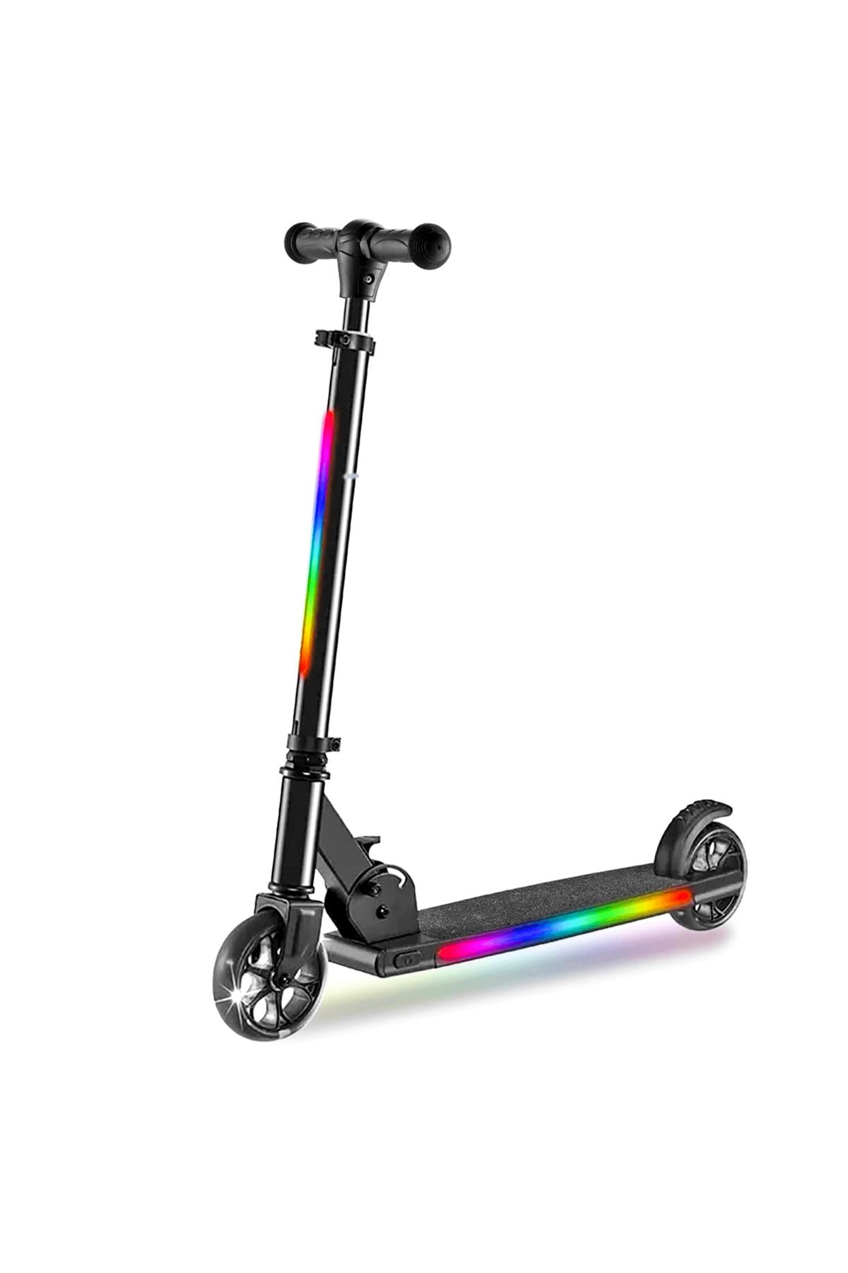 Elindor-2-Wheel Scooter for Kids, Foldable and Portable, RGB LED Lights, Height Adjustable Handle, Black 1