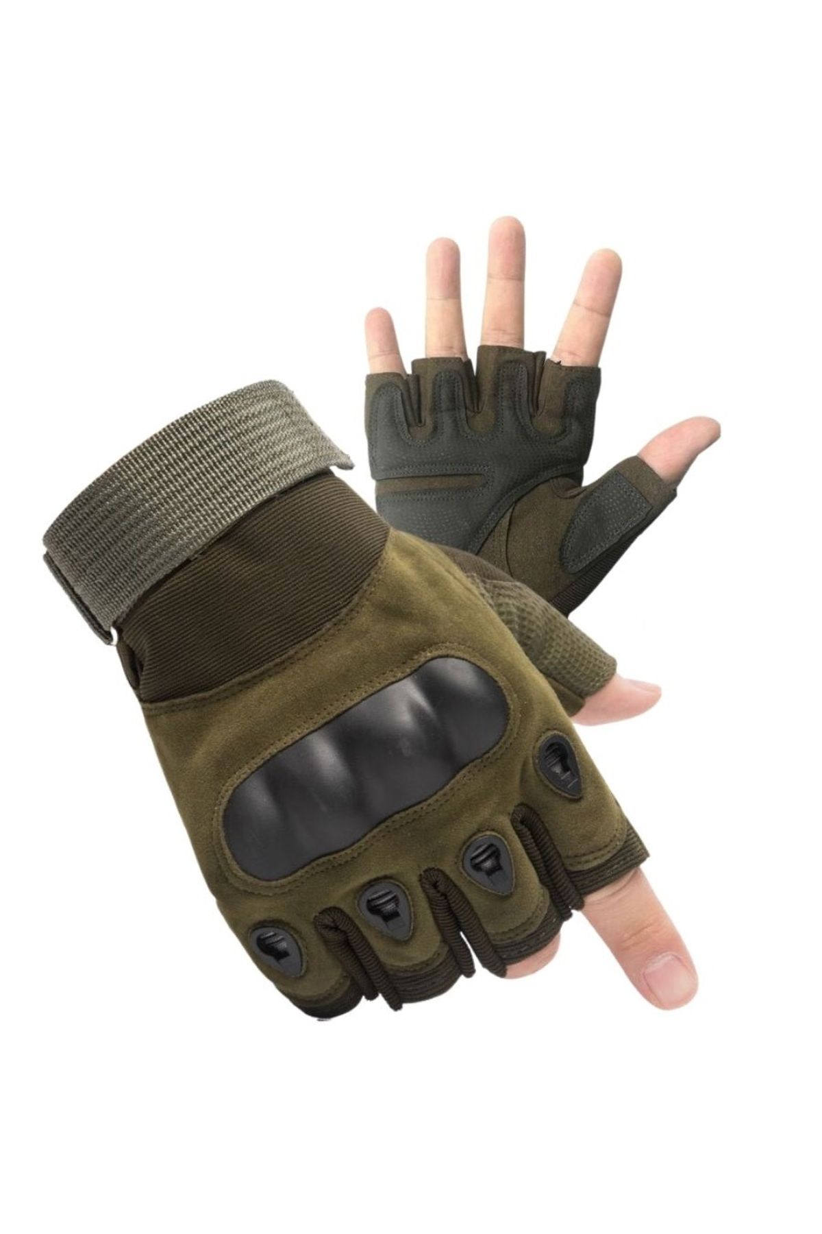 Hipolar-Tactical Fingerless Gloves, Sizes M-L-XL, Protective Armor, Adjustable with Velcro 1