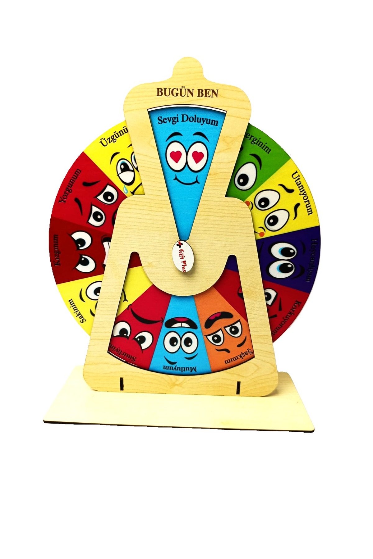 gift plus Ahşap Duygu Çarkı-Bugün Ben Eğitici Ahşap Duygu İfade Oyunu Montessori Uyumlu fotoğrafı 3 (önizleme)