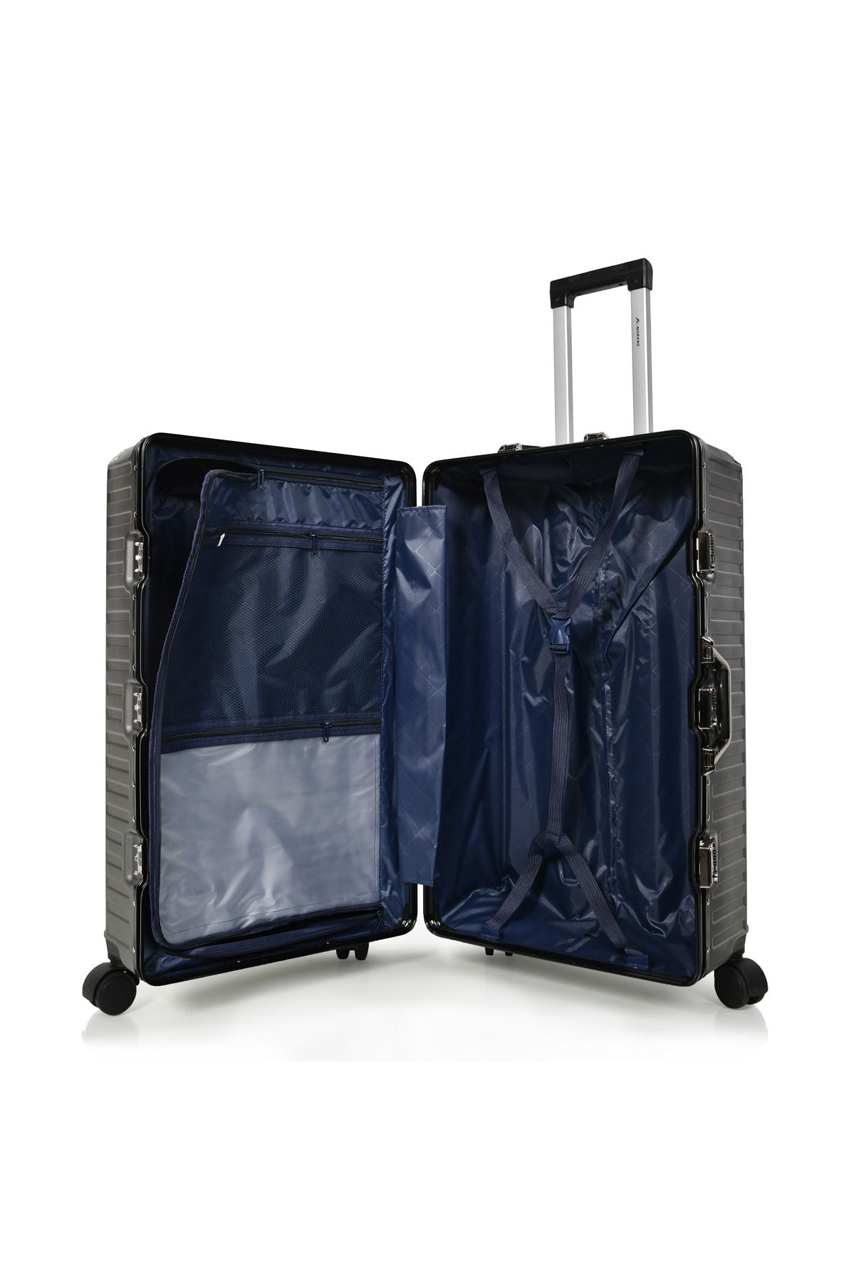MORANO-Morano Luggage Set with Aluminum Frame, Modern Design, and Secure Numbered Lock, Dark Grey, Size: 28-24-20 inches 7