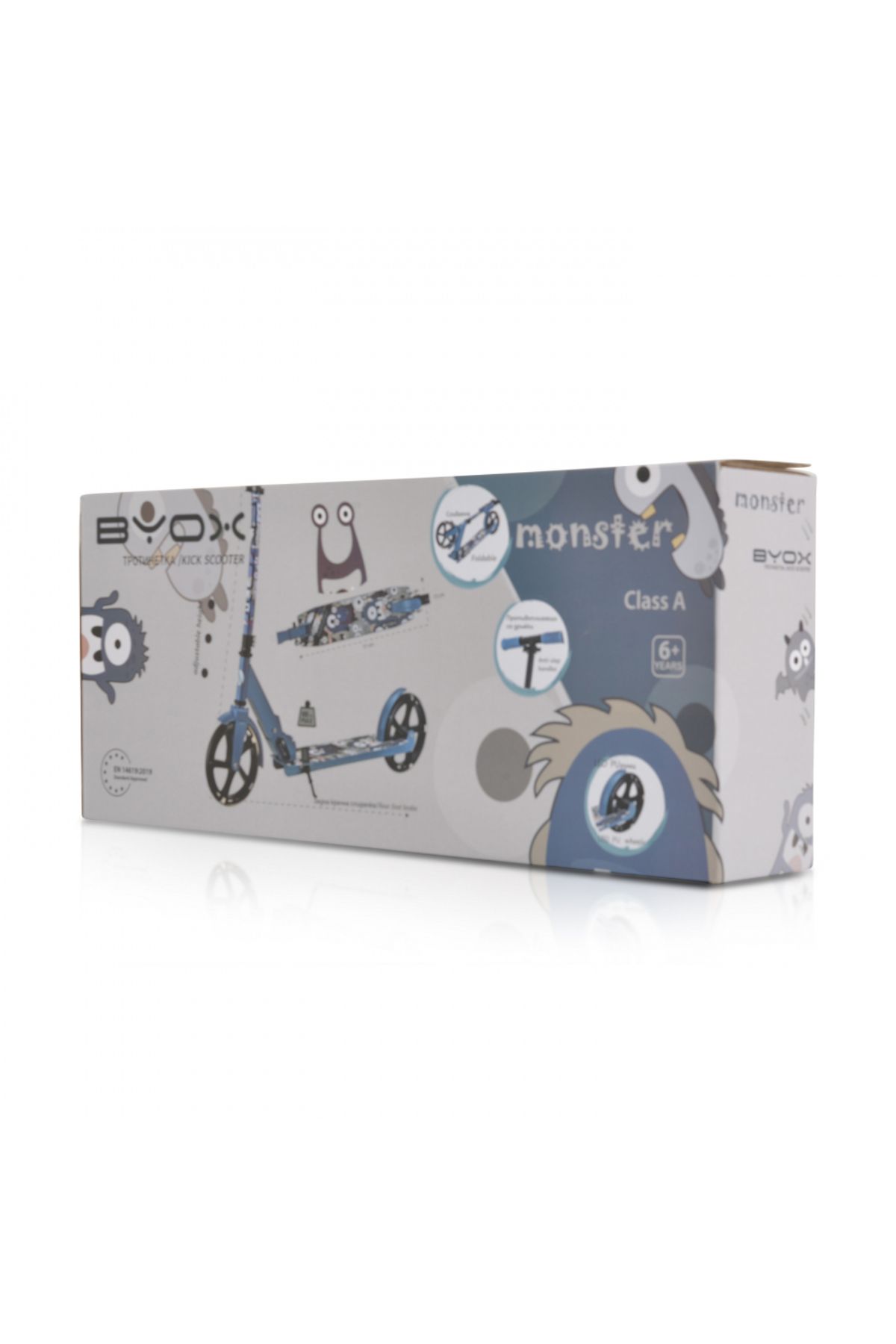 byox-Foldable scooter for children from 6 years old, with aluminum handlebars, ABEC-7 PU wheels with LED lights, and 7