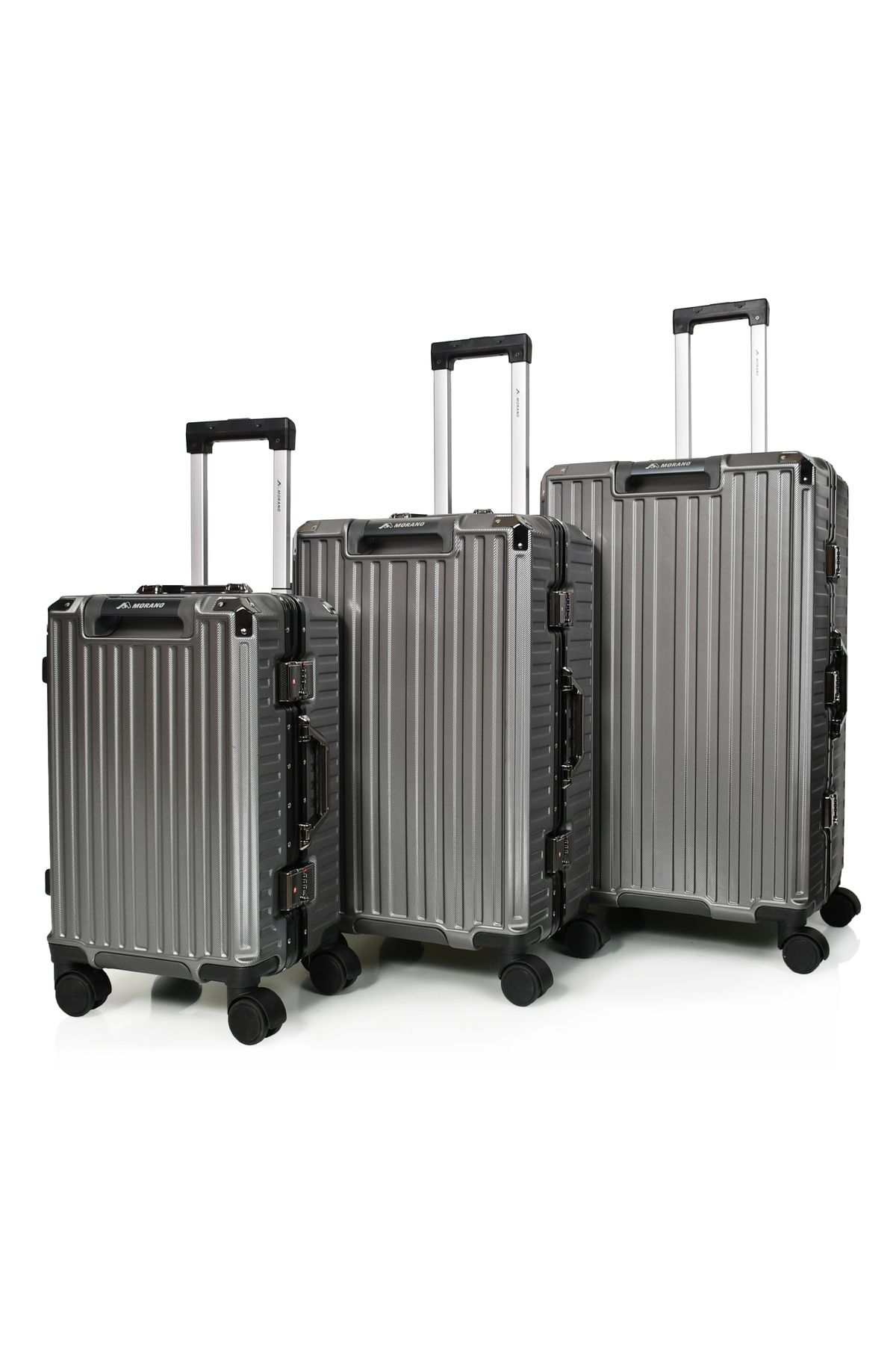 MORANO-Morano Luggage Set with Aluminum Frame, Modern Design, and Secure Numbered Lock, Dark Grey, Size: 28-24-20 inches 1
