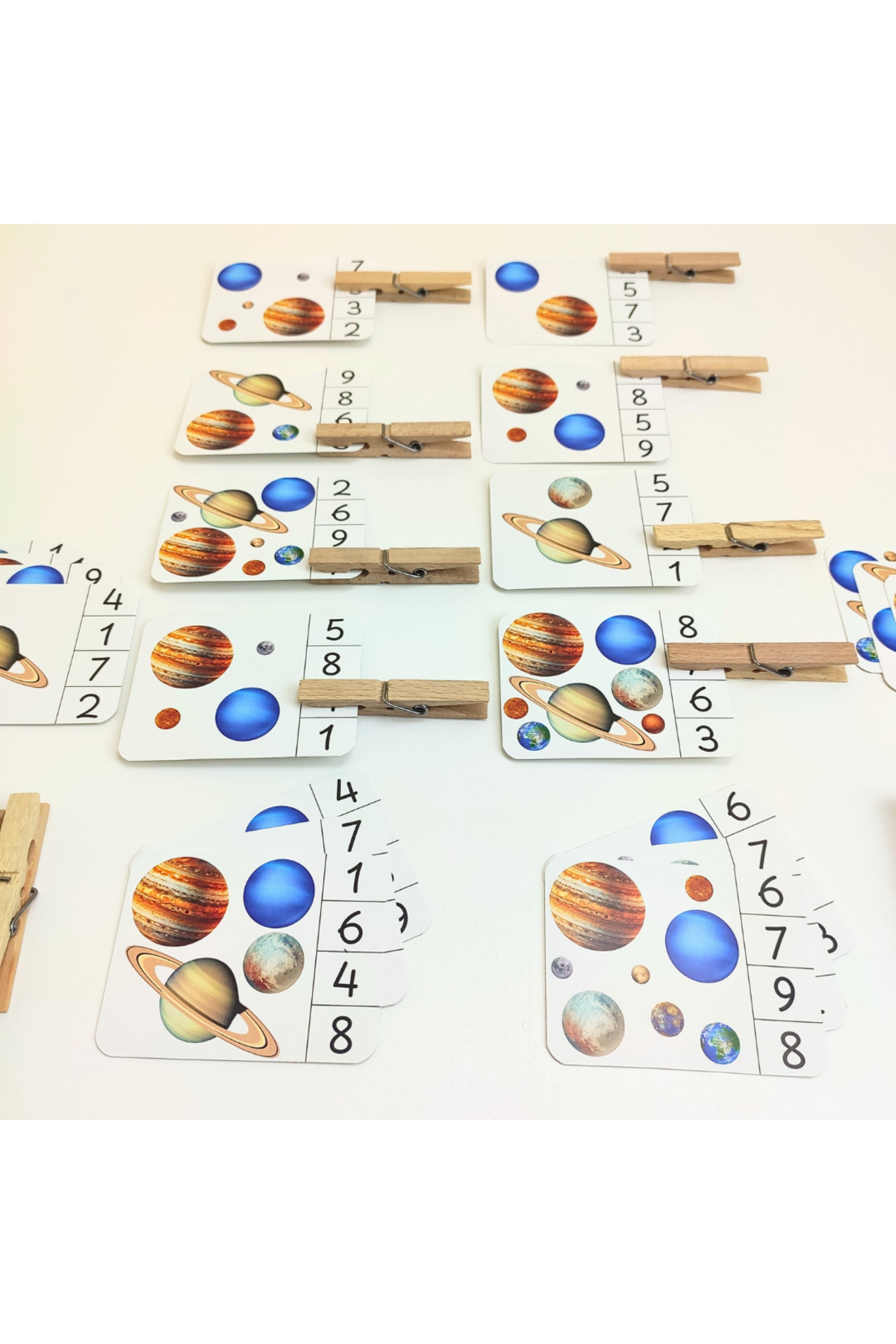 Dodo Montessori Okul Öncesi Sayma Oyunu – Uzay Temalı Montessori Sayı Kartları ve Mandallar ile Eğlenceli Etkinlik fotoğrafı 6 (önizleme)