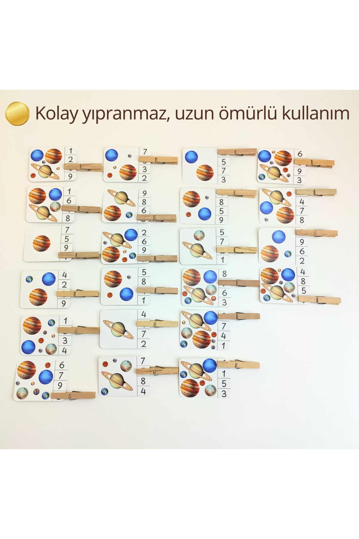 Dodo Montessori Okul Öncesi Sayma Oyunu – Uzay Temalı Montessori Sayı Kartları ve Mandallar ile Eğlenceli Etkinlik fotoğrafı 2 (önizleme)