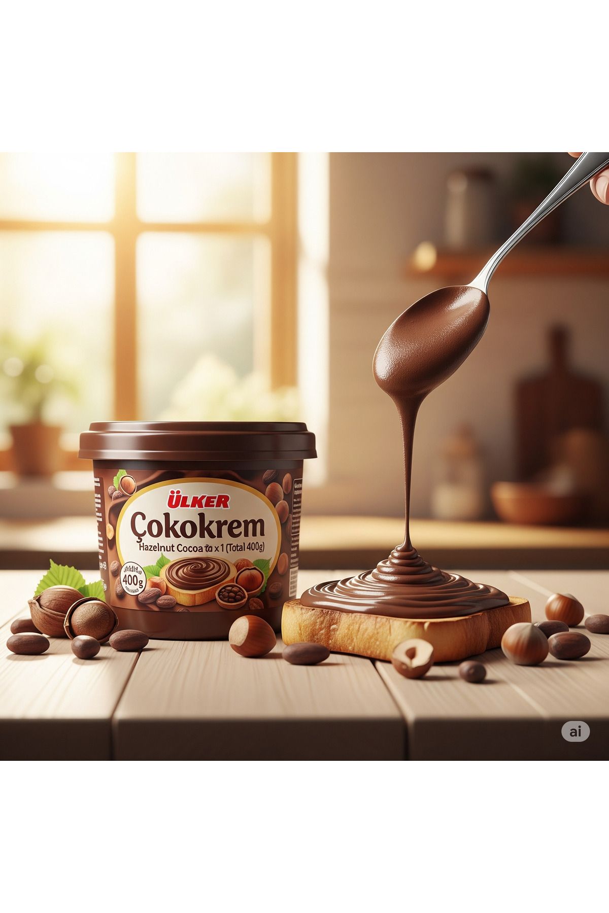 Ülker-Multi-Cream 400g X 1 Piece |   Spreadable Hazelnut Cocoa Chocolate Cream |   Total 400g 1