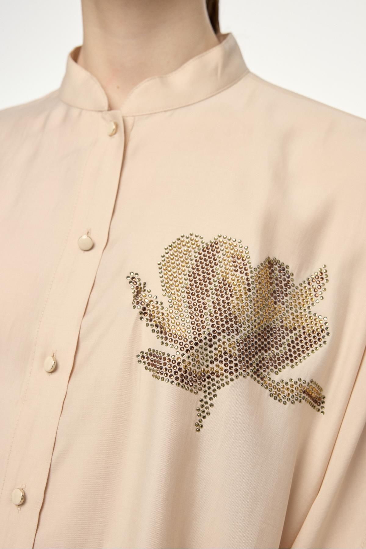 Zühre-Stone Double Suit with Stand Collar Processing Detail Tk-1610 2