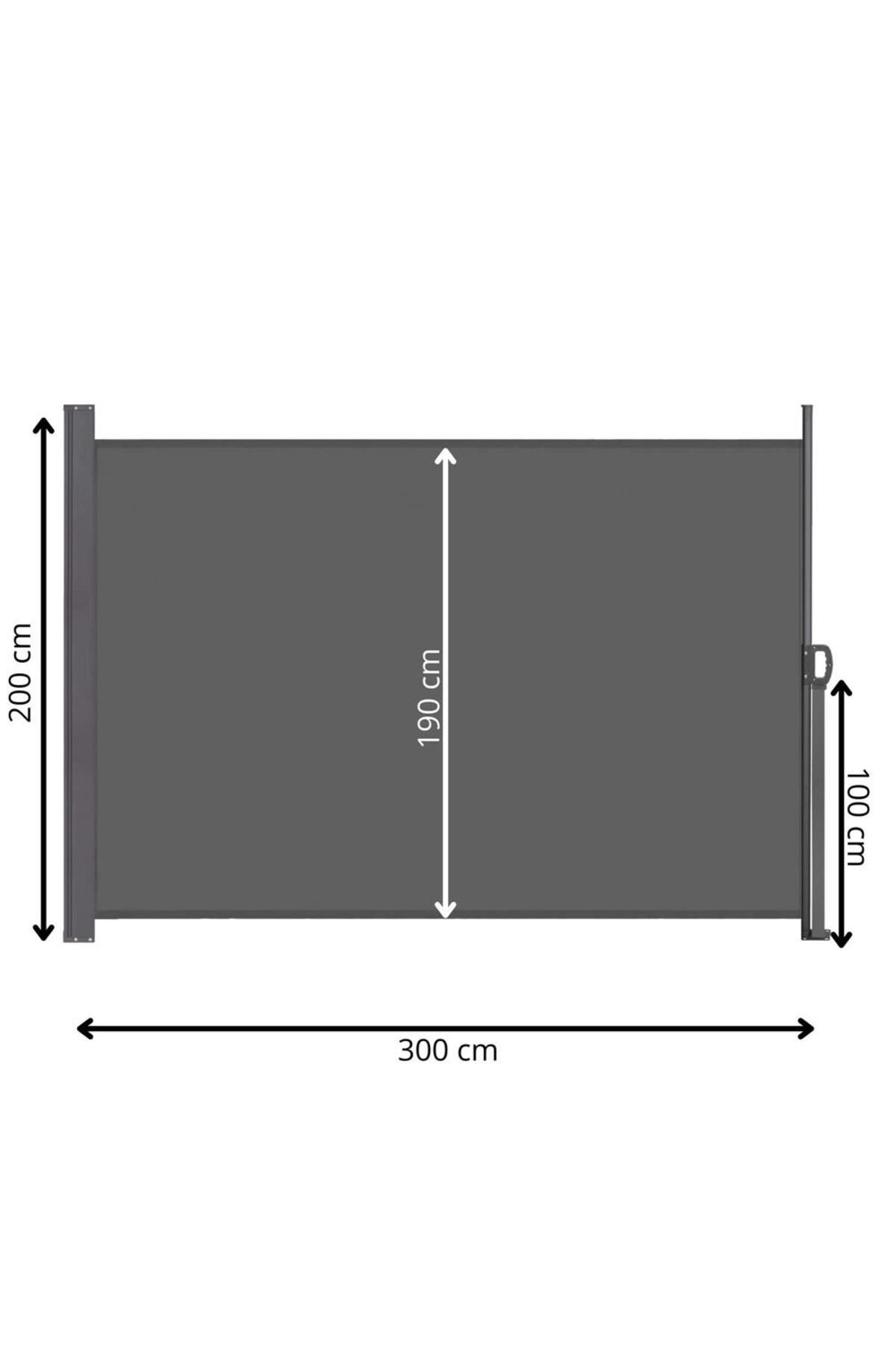 SERSIMO-Side privacy screen, extendable, fixing system included, 200x300cm, dark grey 24