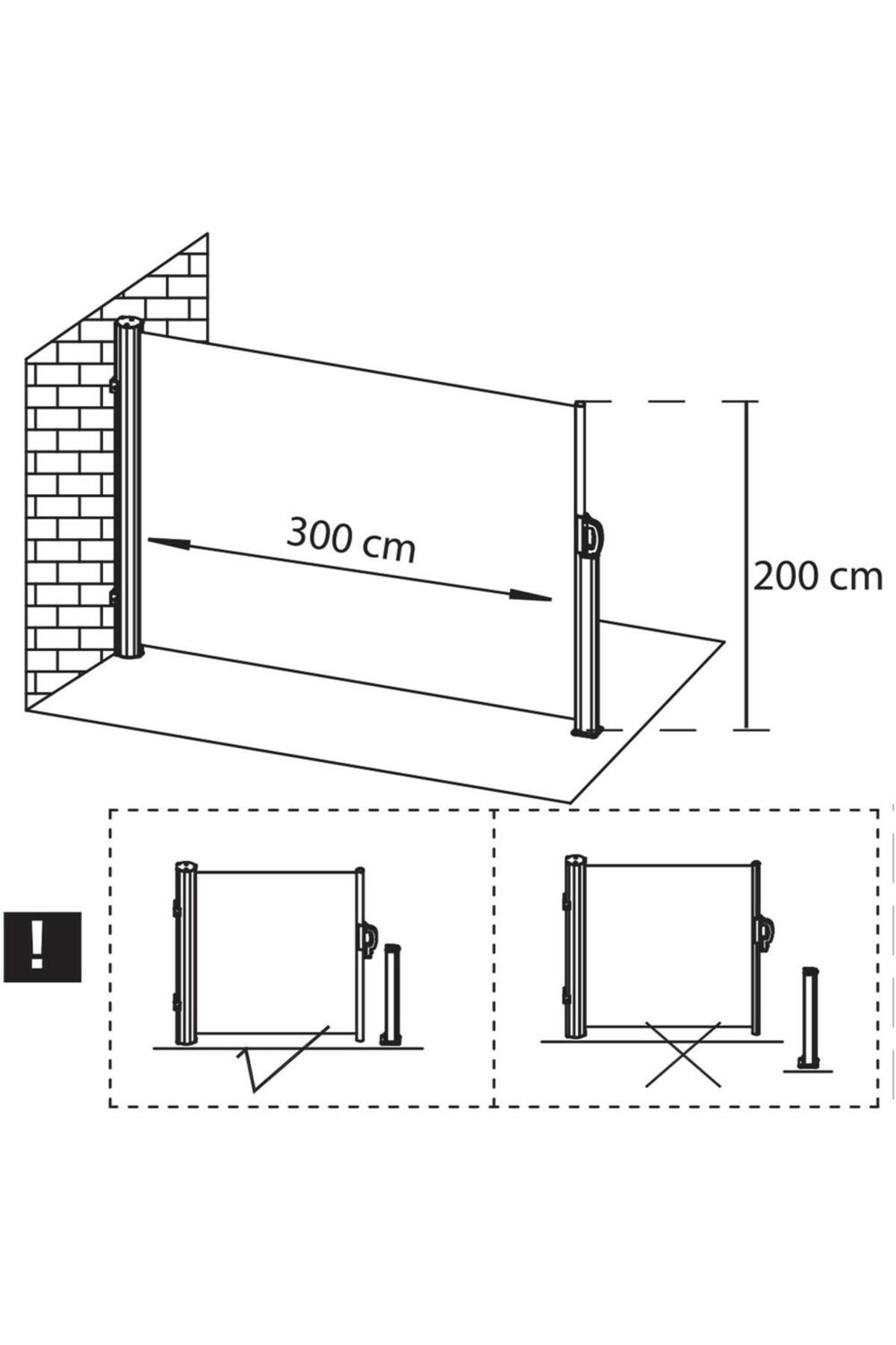 SERSIMO-Side privacy screen, extendable, fixing system included, 200x300cm, dark grey 21